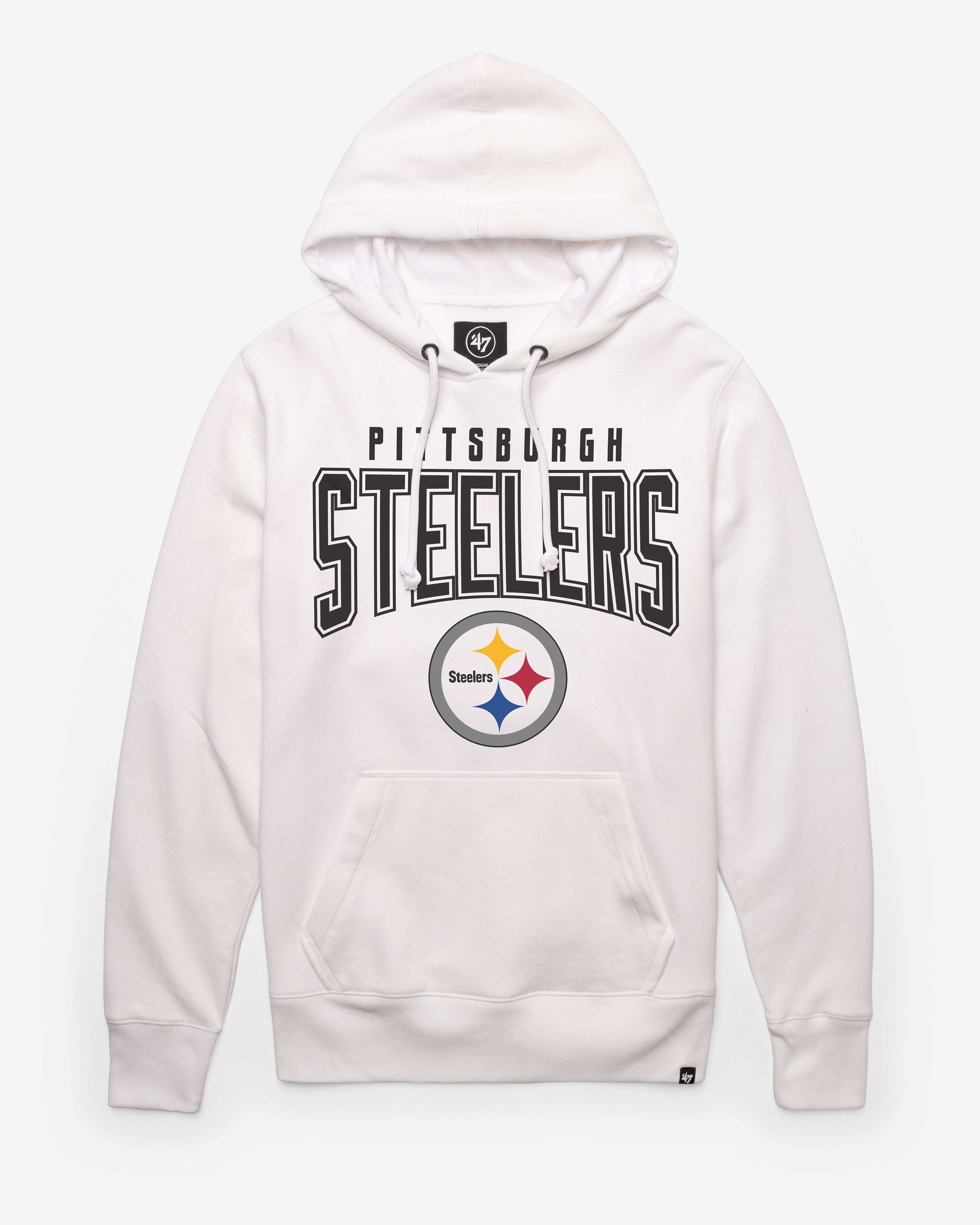 PITTSBURGH STEELERS TEAM ELEMENTS ARCH '47 HEADLINE HOOD WHITE WASH