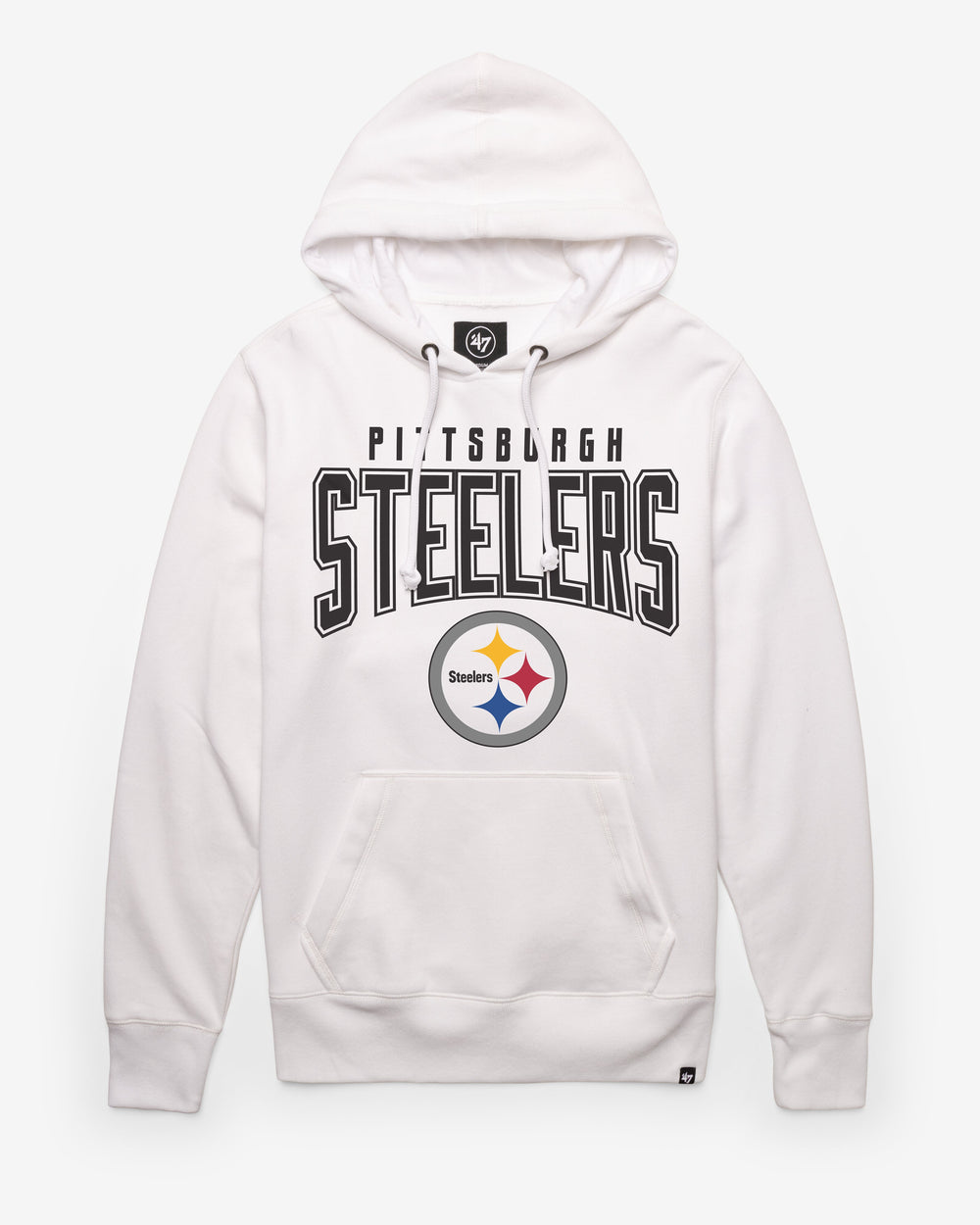 PITTSBURGH STEELERS TEAM ELEMENTS ARCH '47 HEADLINE HOOD WHITE WASH