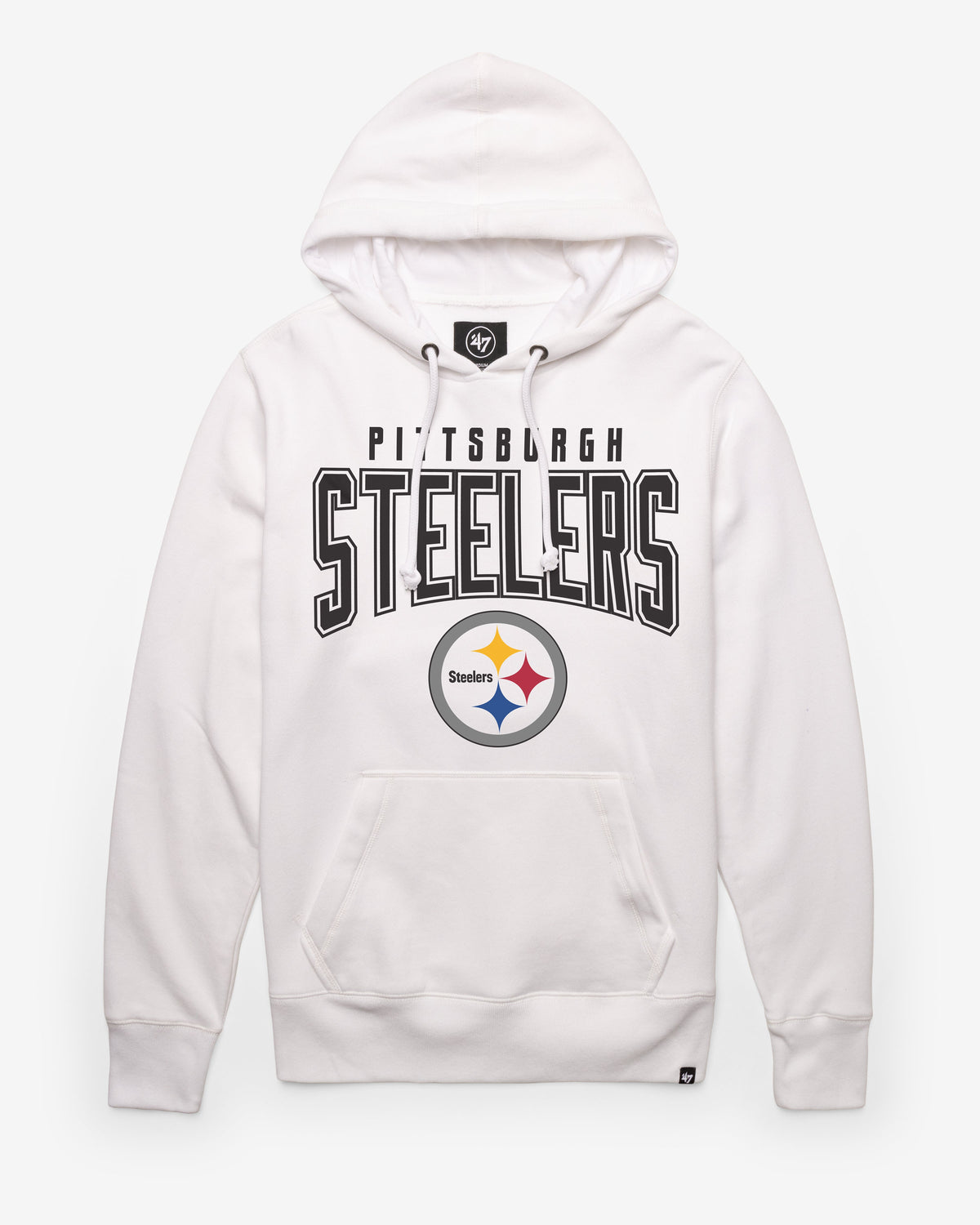 PITTSBURGH STEELERS TEAM ELEMENTS ARCH '47 HEADLINE HOOD WHITE WASH