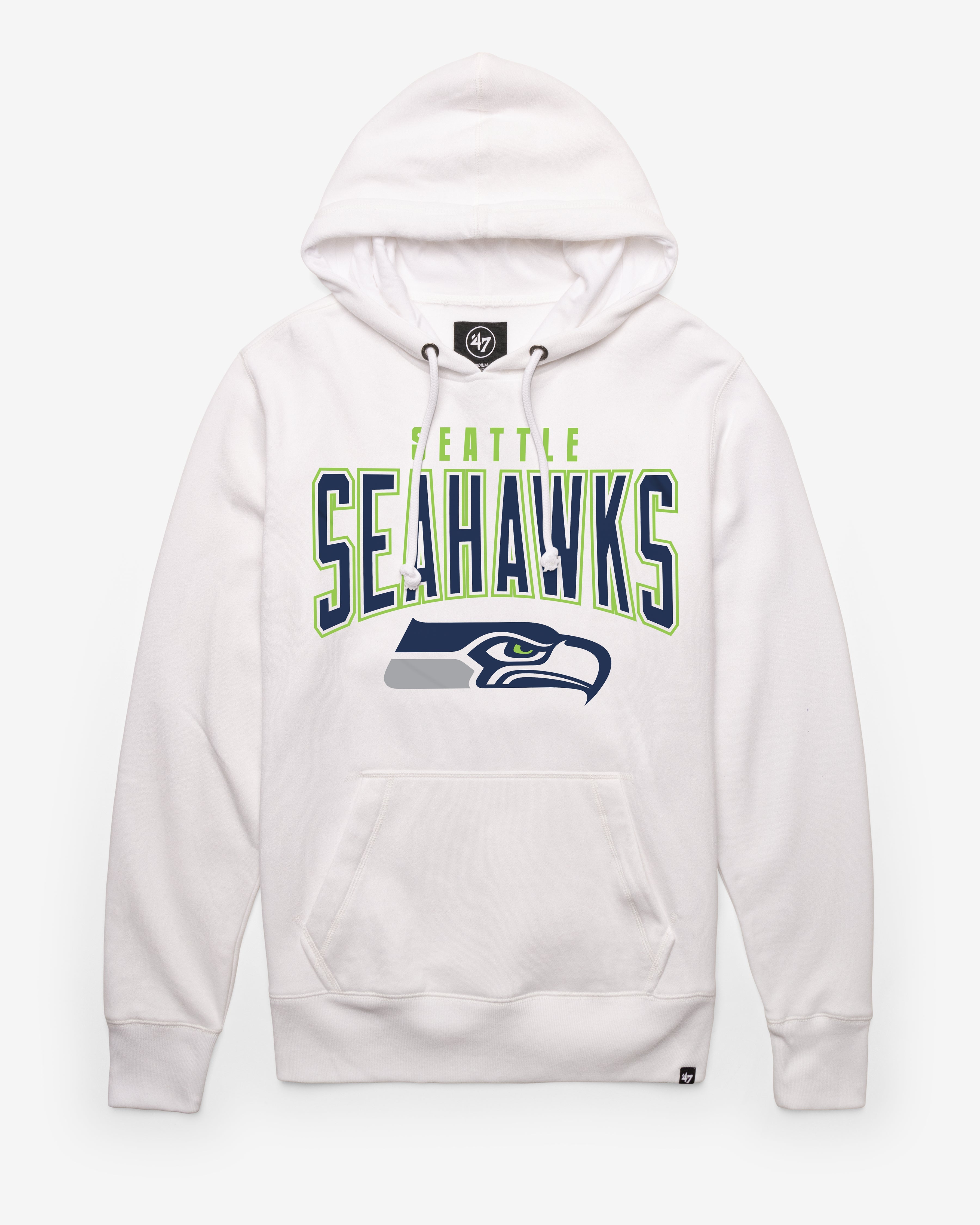 SEATTLE SEAHAWKS TEAM ELEMENTS ARCH '47 HEADLINE HOOD WHITE WASH