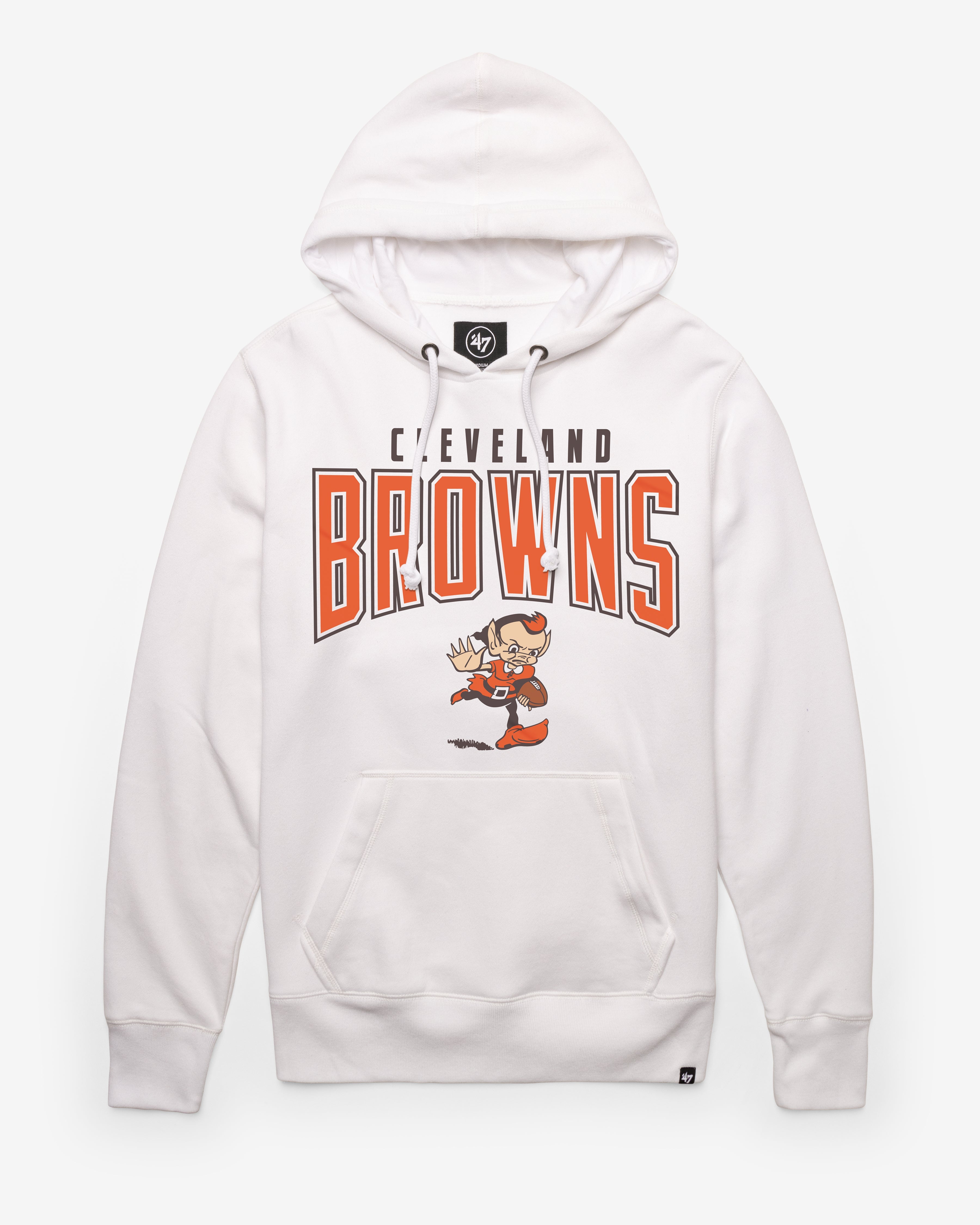 CLEVELAND BROWNS HISTORIC TEAM ELEMENTS '47 ARCH HEADLINE HOOD WHITE WASH