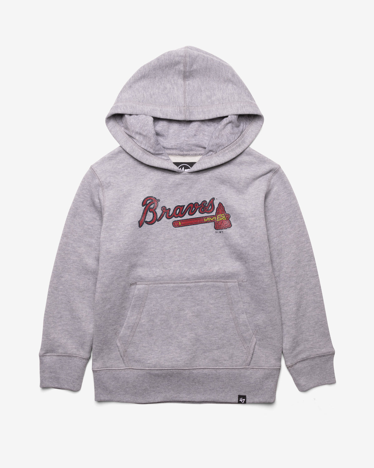 ATLANTA BRAVES DISTRESSED IMPRINT '47 HEADLNE HOOD KIDS SLATE GREY