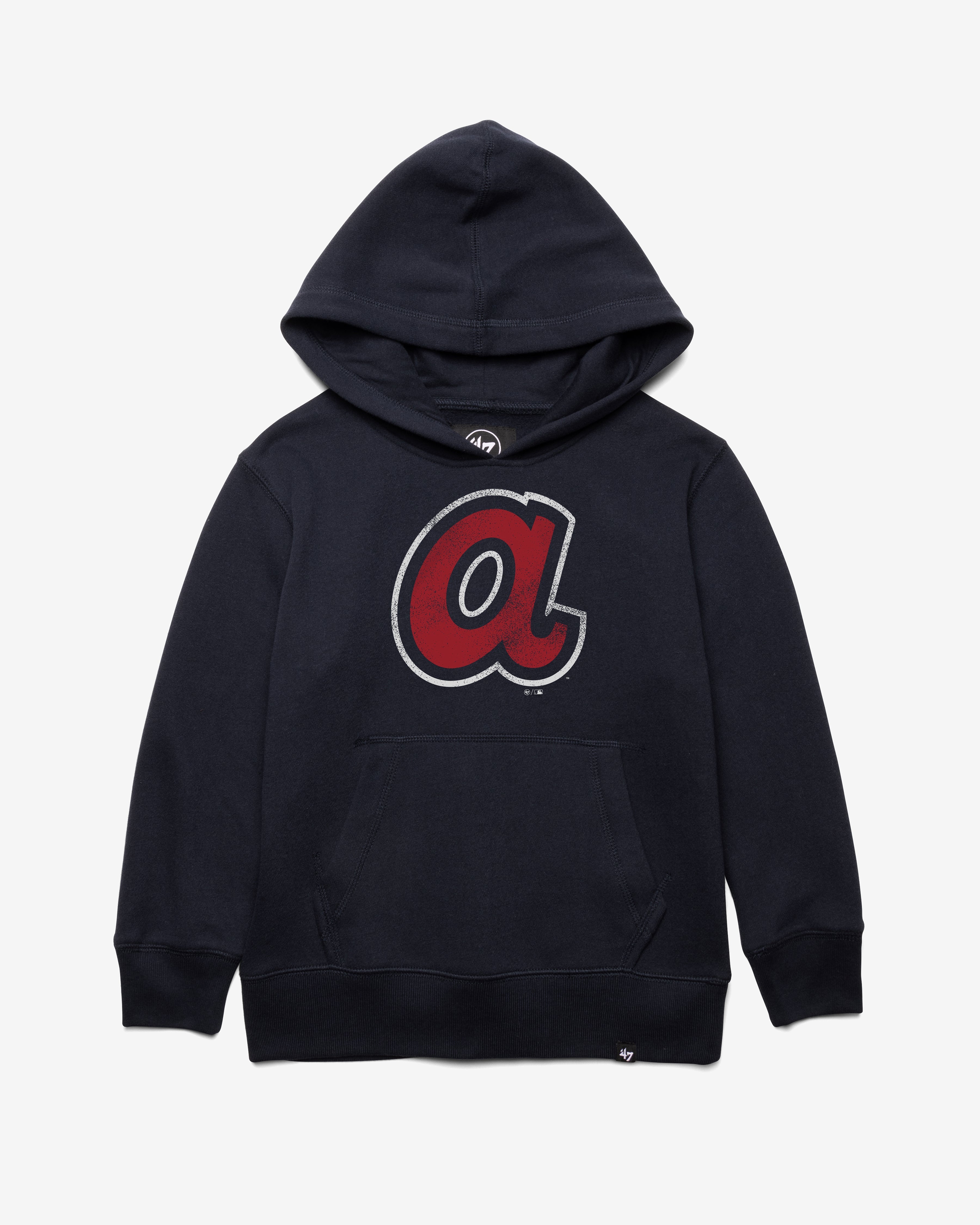 ATLANTA BRAVES DISTRESSED '47 IMPRINT HEADLNE HOOD KIDS FALL NAVY