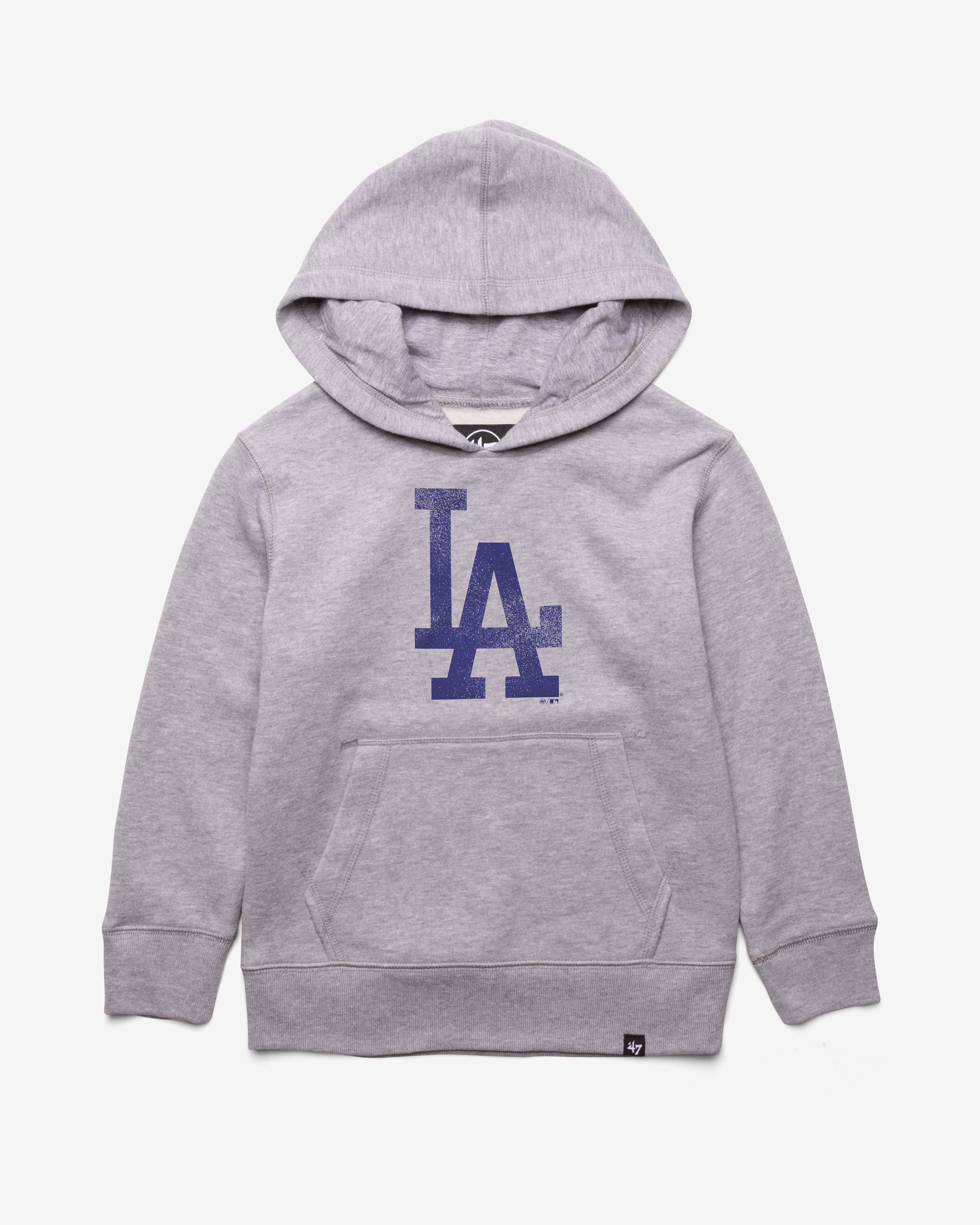 LOS ANGELES DODGERS DISTRESSED IMPRINT '47 HEADLNE HOOD KIDS SLATE GREY