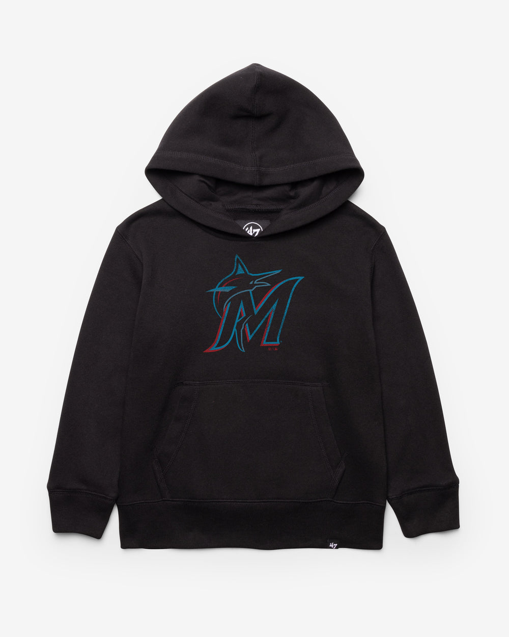 MIAMI MARLINS DISTRESSED IMPRINT '47 HEADLINE HOOD KIDS JET BLACK