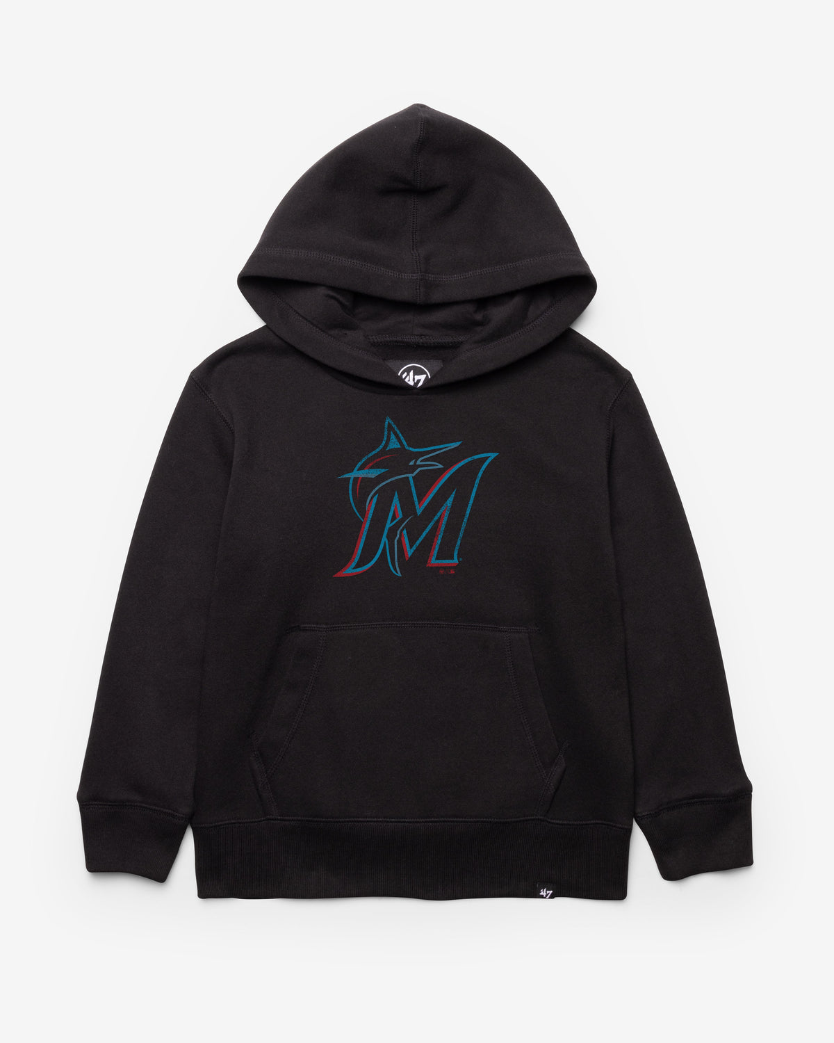 MIAMI MARLINS DISTRESSED IMPRINT '47 HEADLINE HOOD KIDS JET BLACK