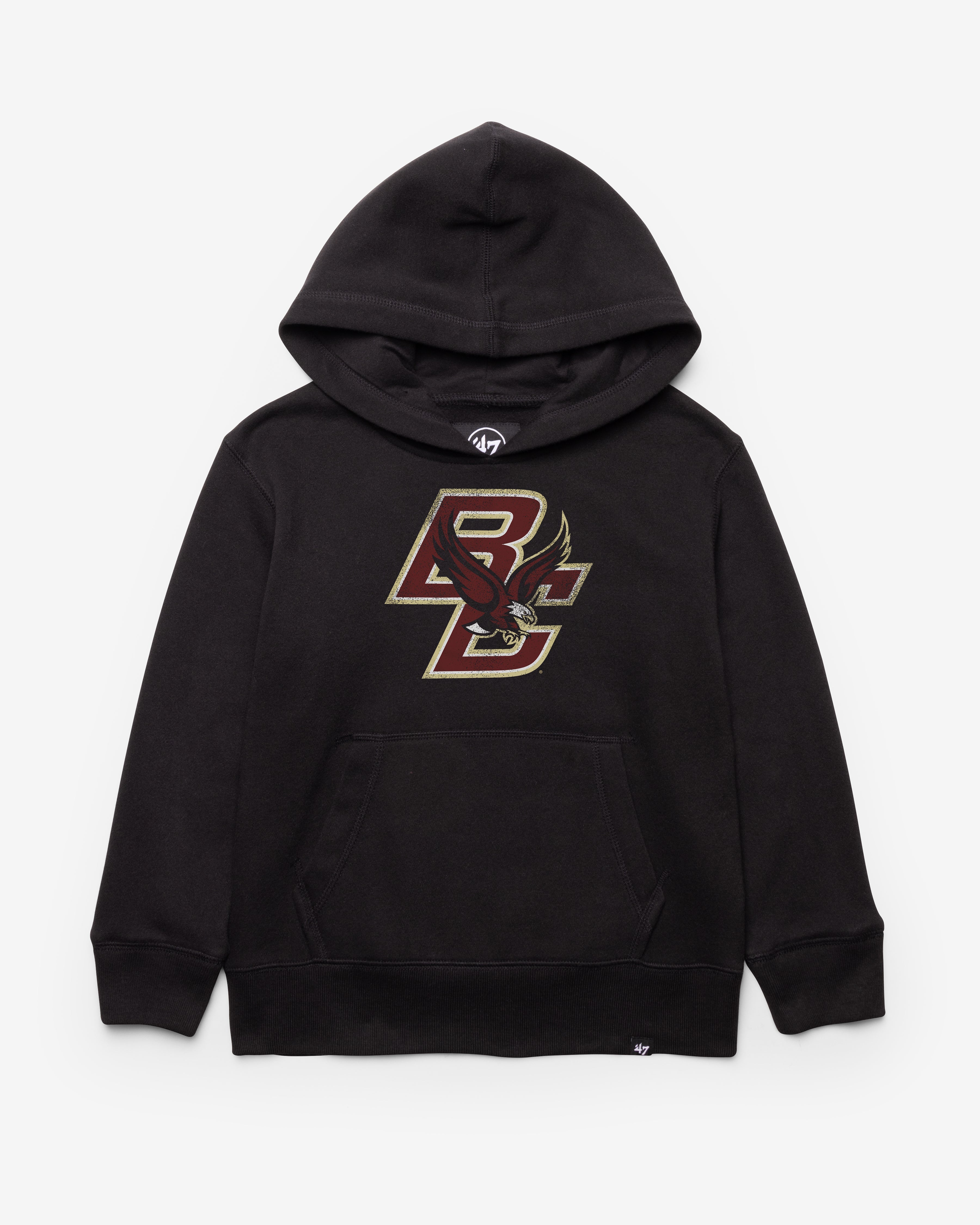 BOSTON COLLEGE EAGLES BC DISTRESSED '47 IMPRINT HEADLINE HOOD KIDS JET BLACK