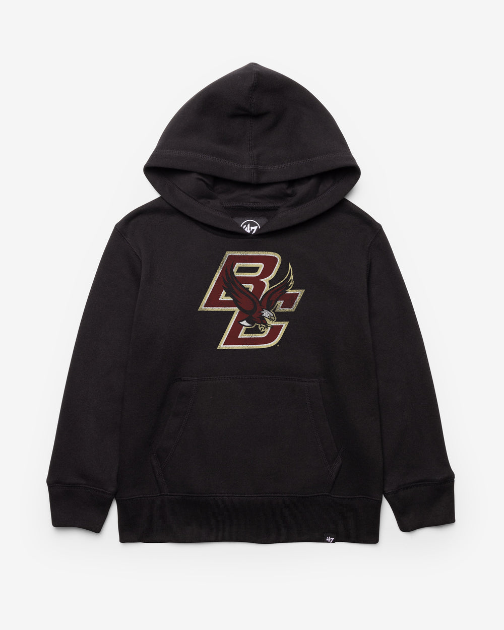 BOSTON COLLEGE EAGLES BC DISTRESSED '47 IMPRINT HEADLINE HOOD KIDS JET BLACK