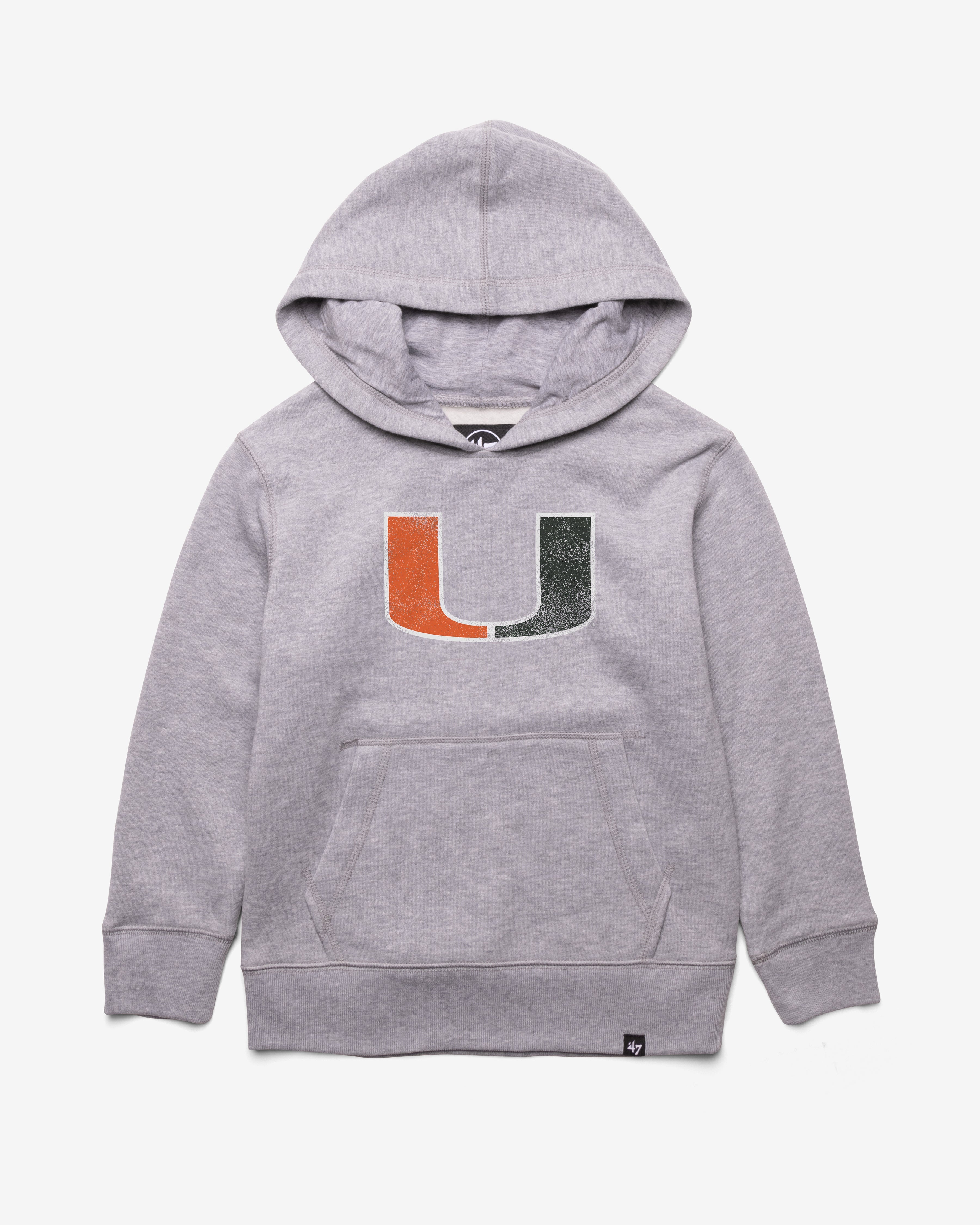 MIAMI HURRICANES DISTRESSED IMPRINT '47 HEADLINE HOOD KIDS SLATE GREY