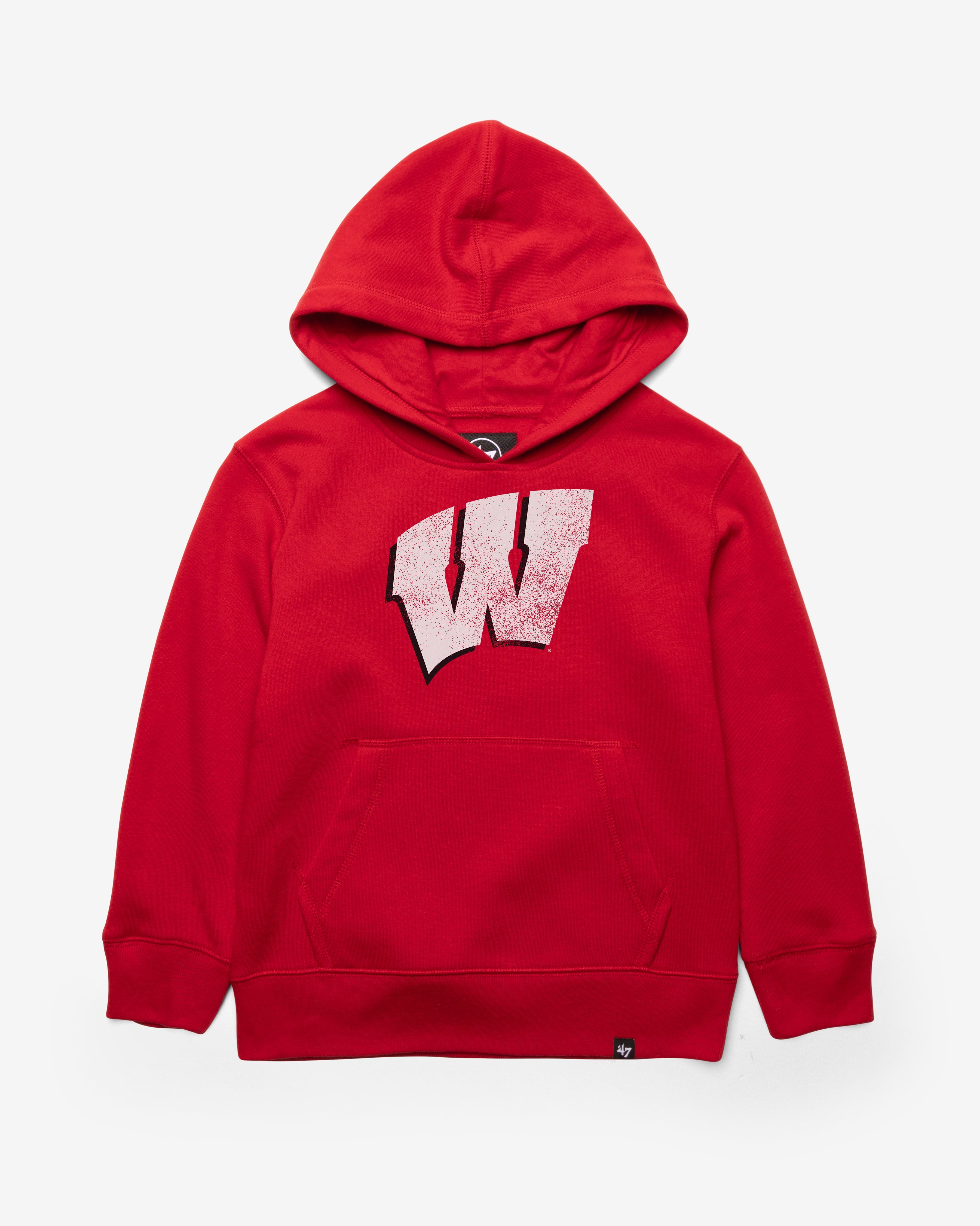 WISCONSIN BADGERS DISTRESSED IMPRINT '47 HEADLINE HOOD KIDS RED