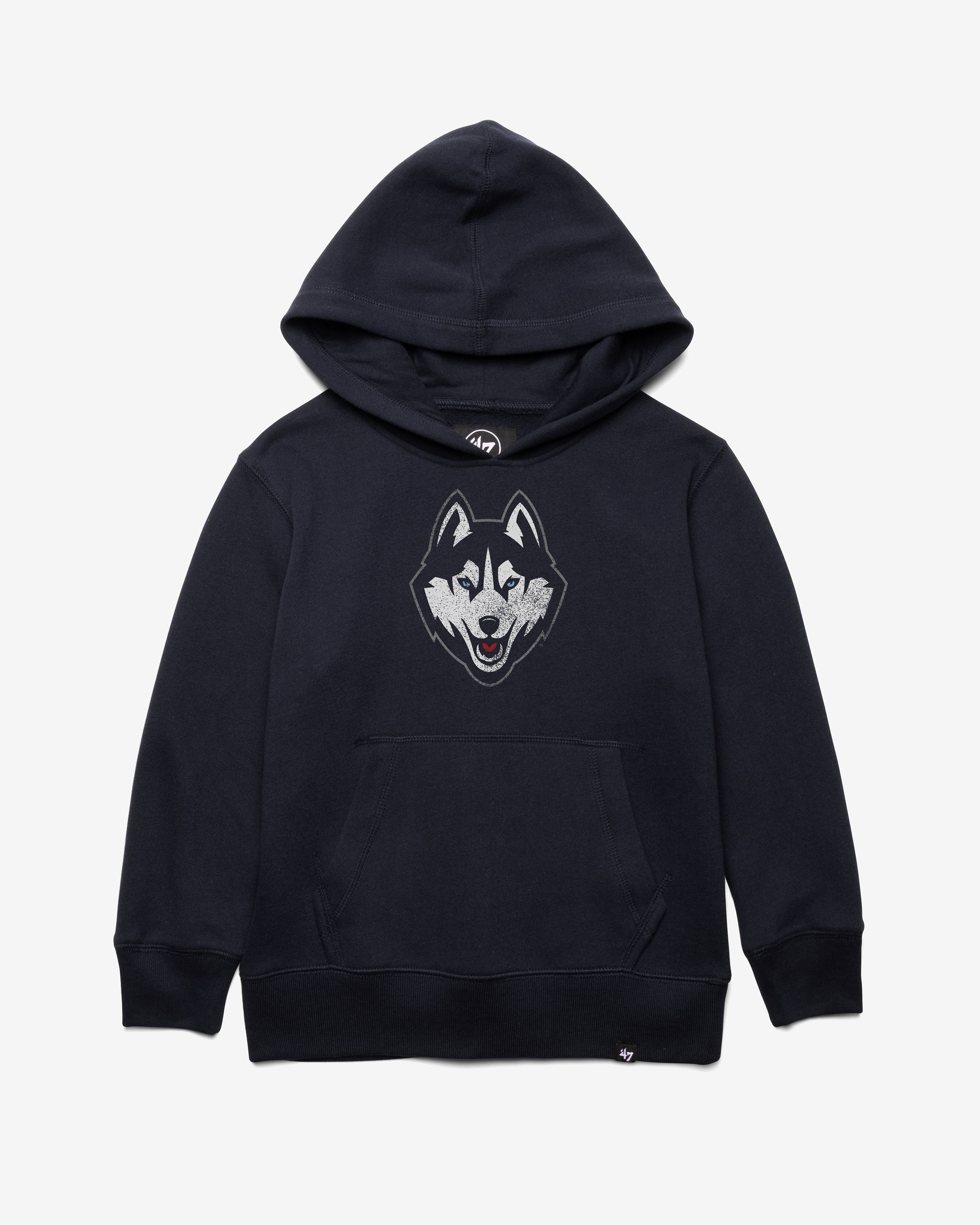 CONNECTICUT HUSKIES UCONN DOG DISTRESSED '47 IMPRINT HEADLINE HOOD KIDS FALL NAVY