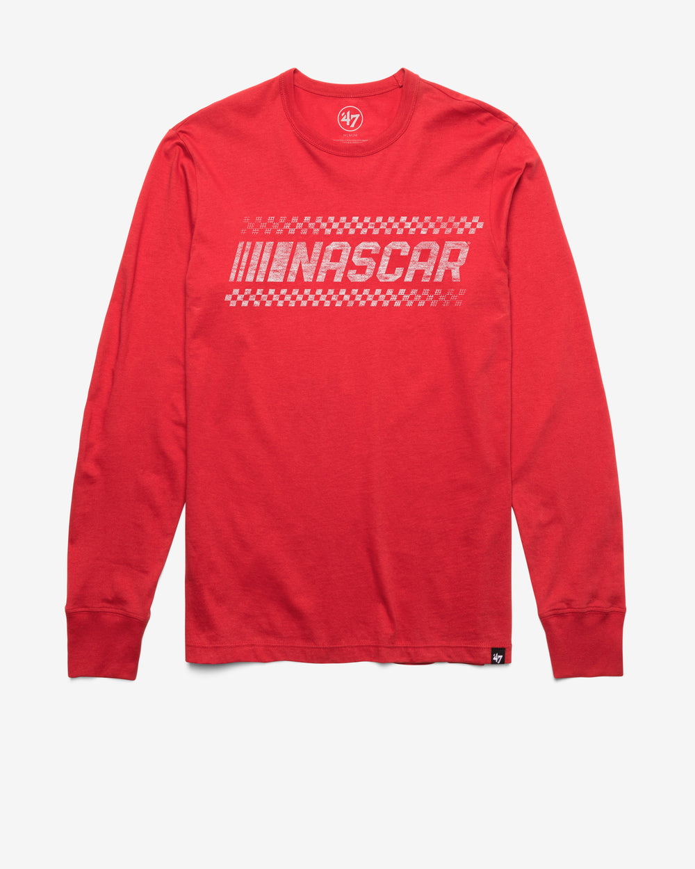 NASCAR CHECKERED PRIME '47 FRANKLIN LONG SLEEVE TEE RACER RED