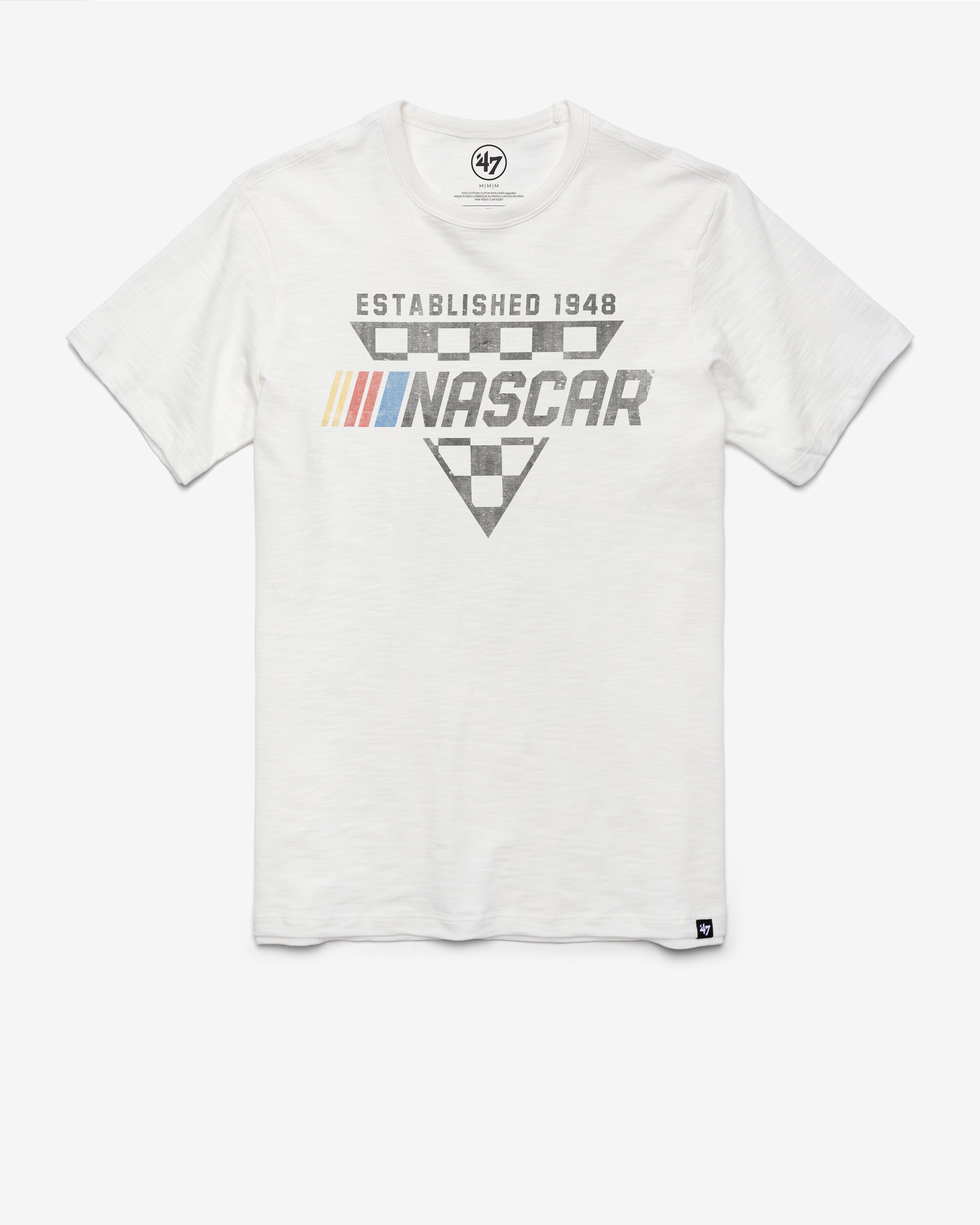 NASCAR TRI CHECK '47 SCRUM TEE WHITE WASH