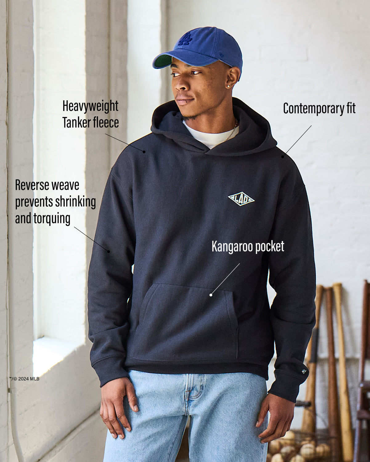 MILWAUKEE BREWERS MONOGRAM BACKER '47 FOUNDATION HOOD FLINT BLACK