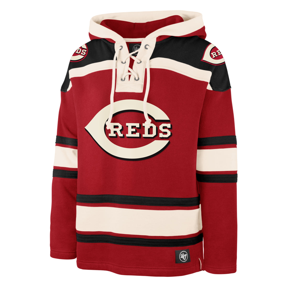 CINCINNATI REDS '47 SUPERIOR LACER PULLOVER HOOD RED