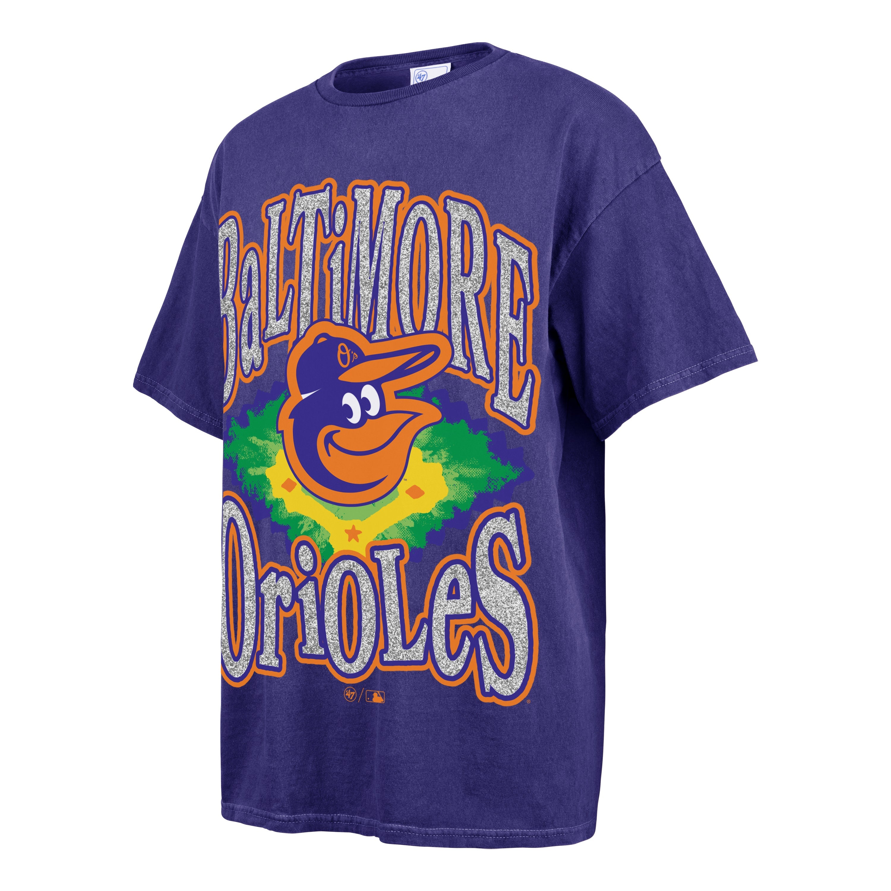BALTIMORE ORIOLES FLASHING LIGHTS VINTAGE '47 BOYFRIEND TEE WOMENS DEEP SPACE