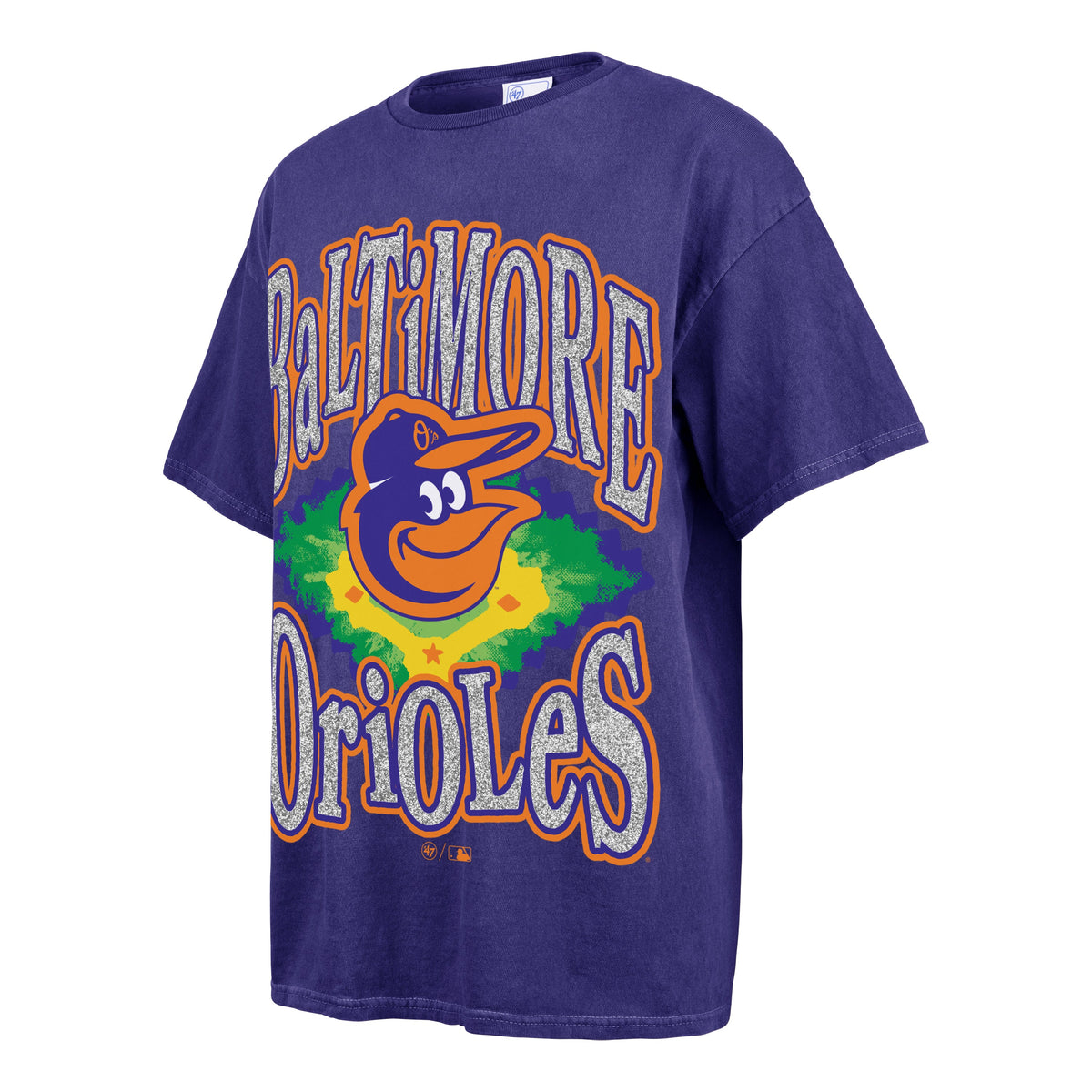 BALTIMORE ORIOLES FLASHING LIGHTS VINTAGE '47 BOYFRIEND TEE WOMENS DEEP SPACE