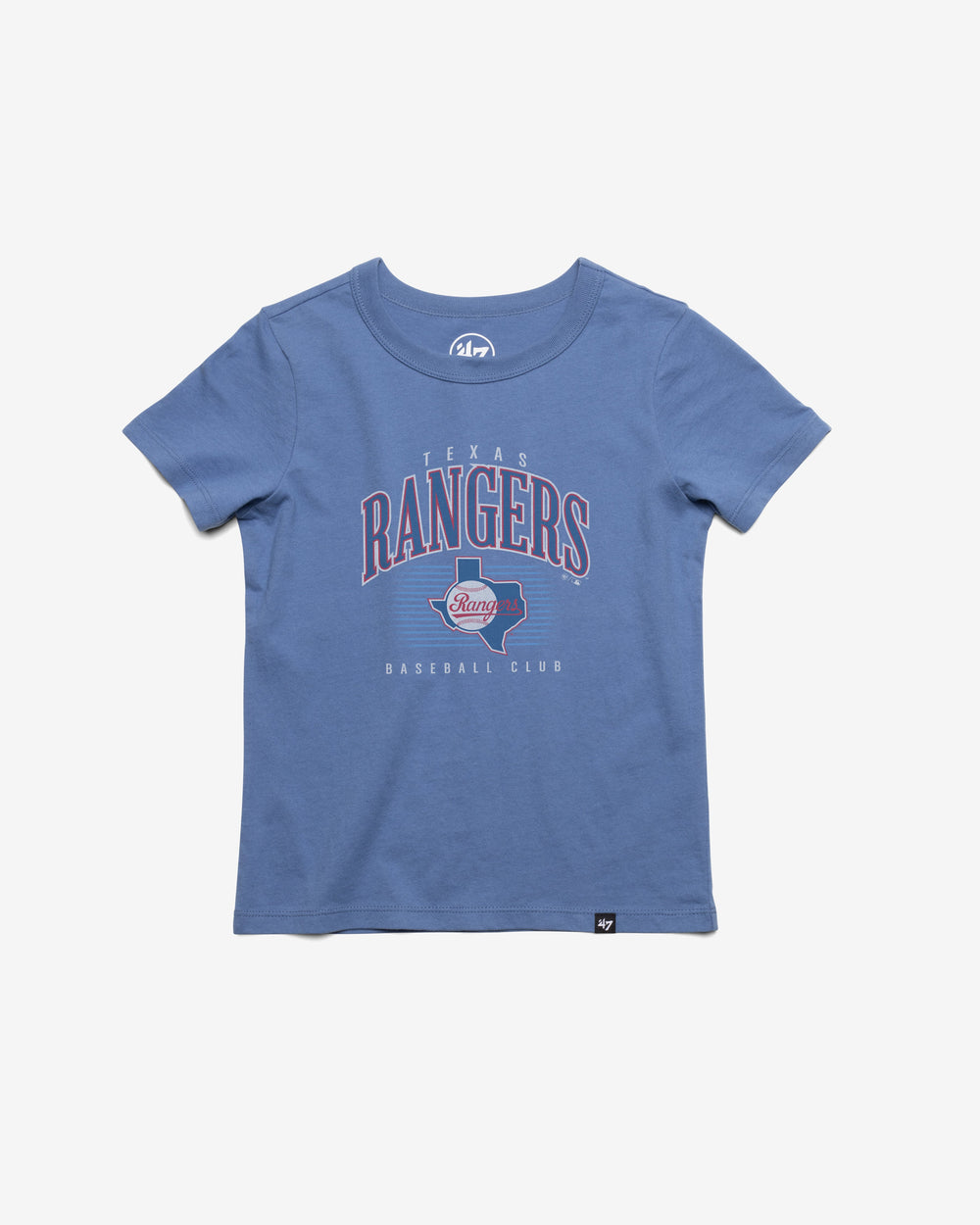 TEXAS RANGERS COOPERSTOWN DOUBLE HEADER '47 FRANKLIN TEE KIDS CADET BLUE