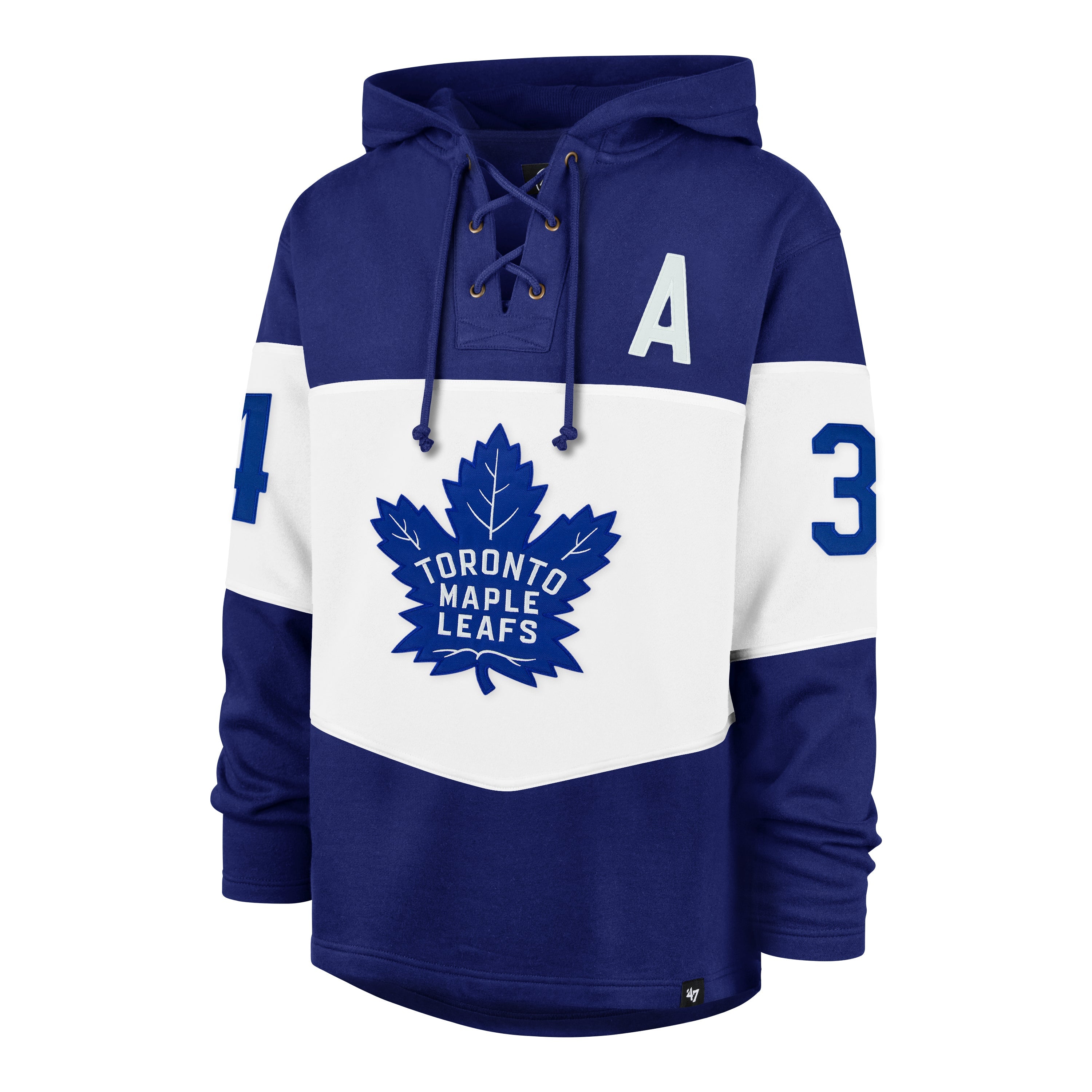 TORONTO MAPLE LEAFS AUSTON MATTHEWS '47 RUN POINT LACER HOOD ROYAL