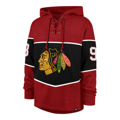 CHICAGO BLACKHAWKS CONNOR BEDARD '47 RUN POINT LACER HOOD RED