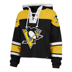 PITTSBURGH PENGUINS CROPPED SUPERIOR '47 LACER HOOD WOMENS JET BLACK