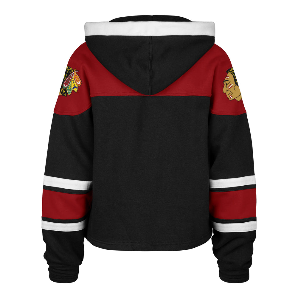 CHICAGO BLACKHAWKS VINTAGE CROPPED SUPERIOR '47 LACER HOOD WOMENS JET BLACK