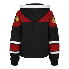 CHICAGO BLACKHAWKS VINTAGE CROPPED SUPERIOR '47 LACER HOOD WOMENS JET BLACK