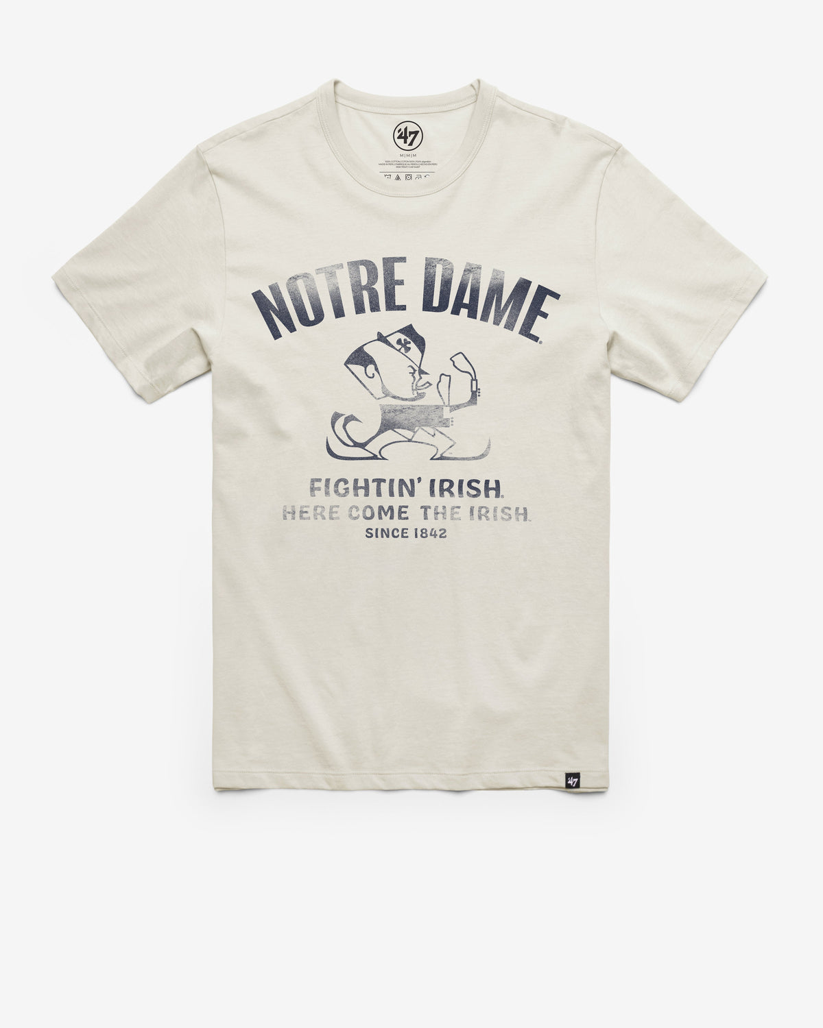 NOTRE DAME FIGHTING IRISH VINTAGE WIDE OPEN '47 FRANKLIN TEE DUNE