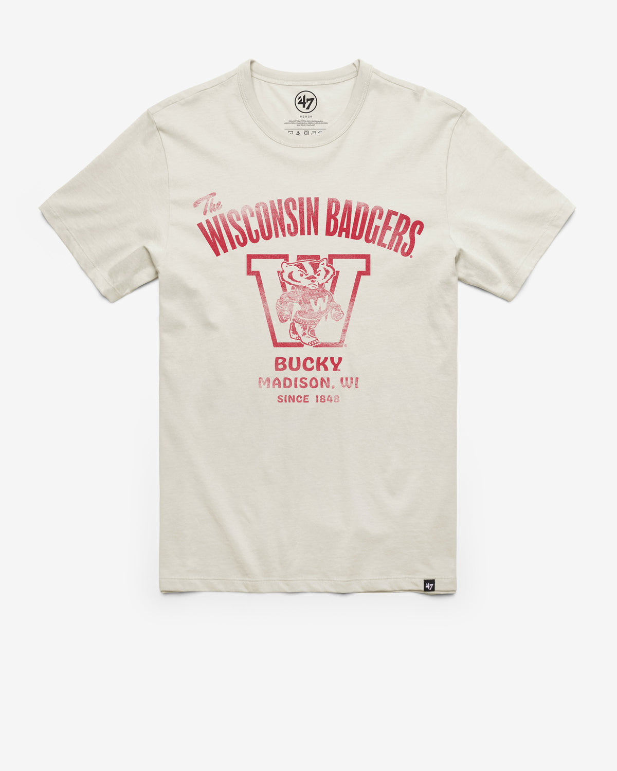 WISCONSIN BADGERS VINTAGE WIDE OPEN '47 FRANKLIN TEE DUNE
