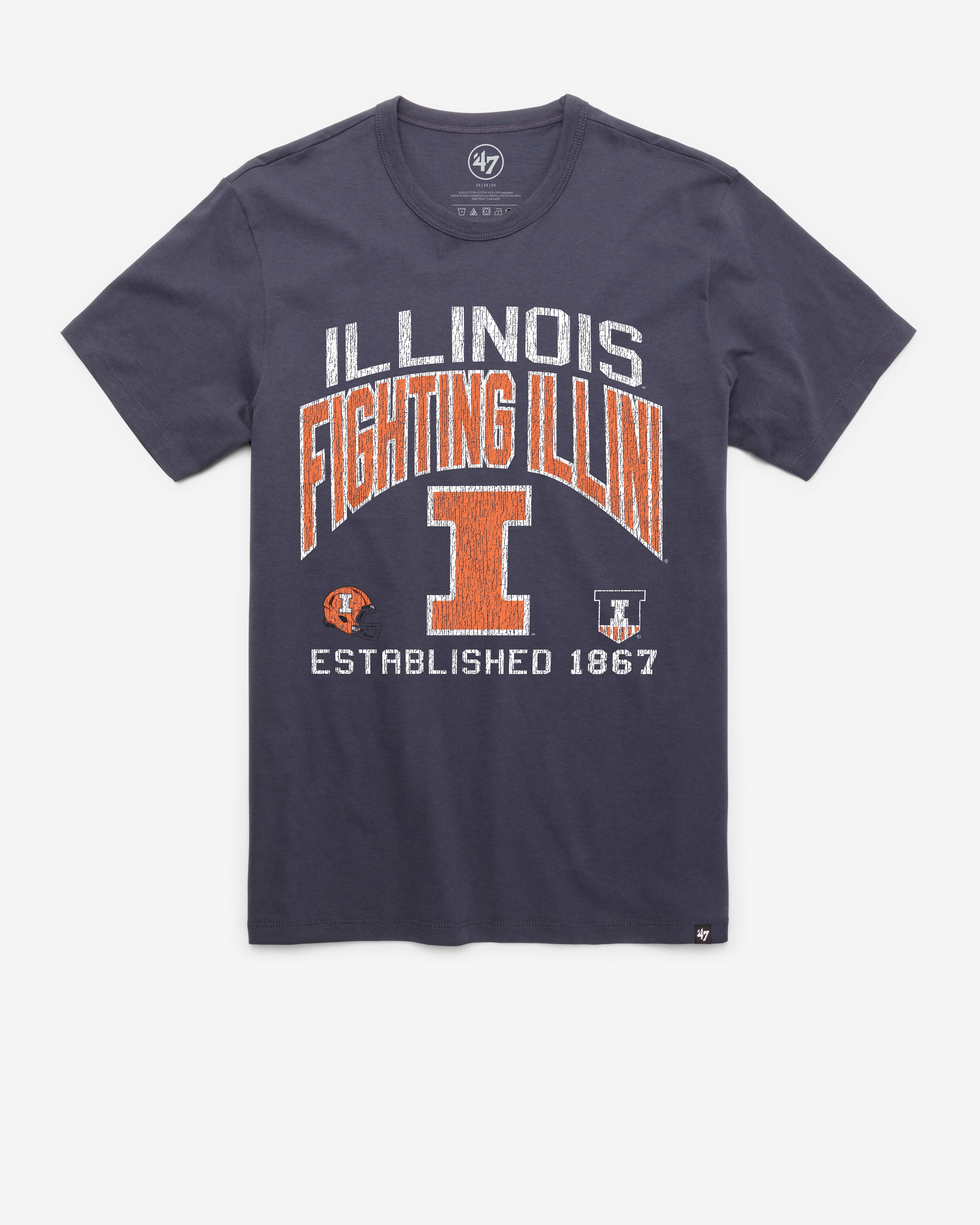 ILLINOIS FIGHTING ILLINI TURNED UP '47 FRANKLIN TEE ATLAS BLUE