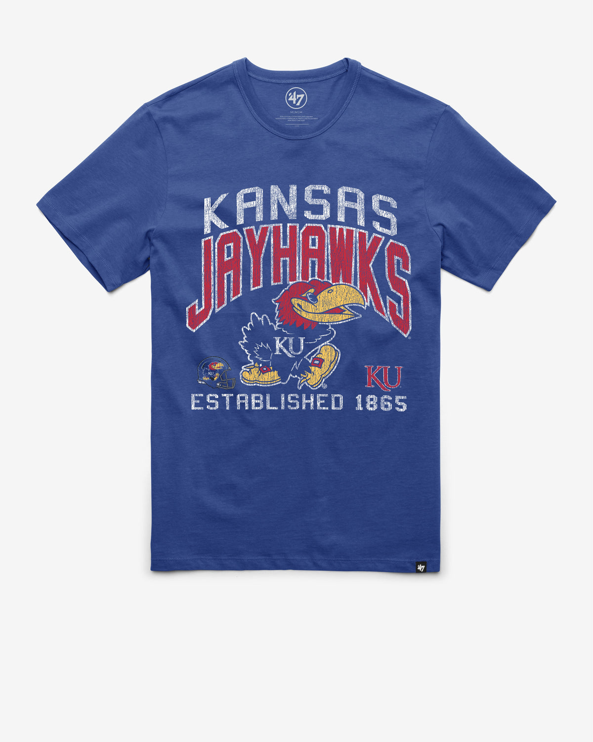 KANSAS JAYHAWKS TURNED UP '47 FRANKLIN TEE JETTY BLUE