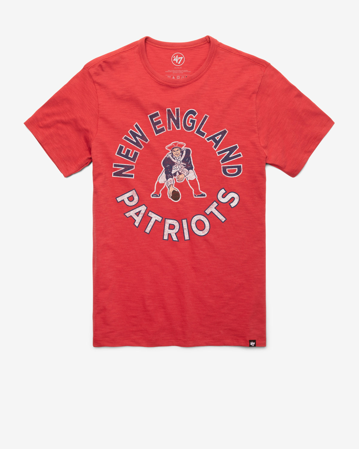 NEW ENGLAND PATRIOTS HISTORIC ROUNDED '47 SCRUM TEE RESCUE RED
