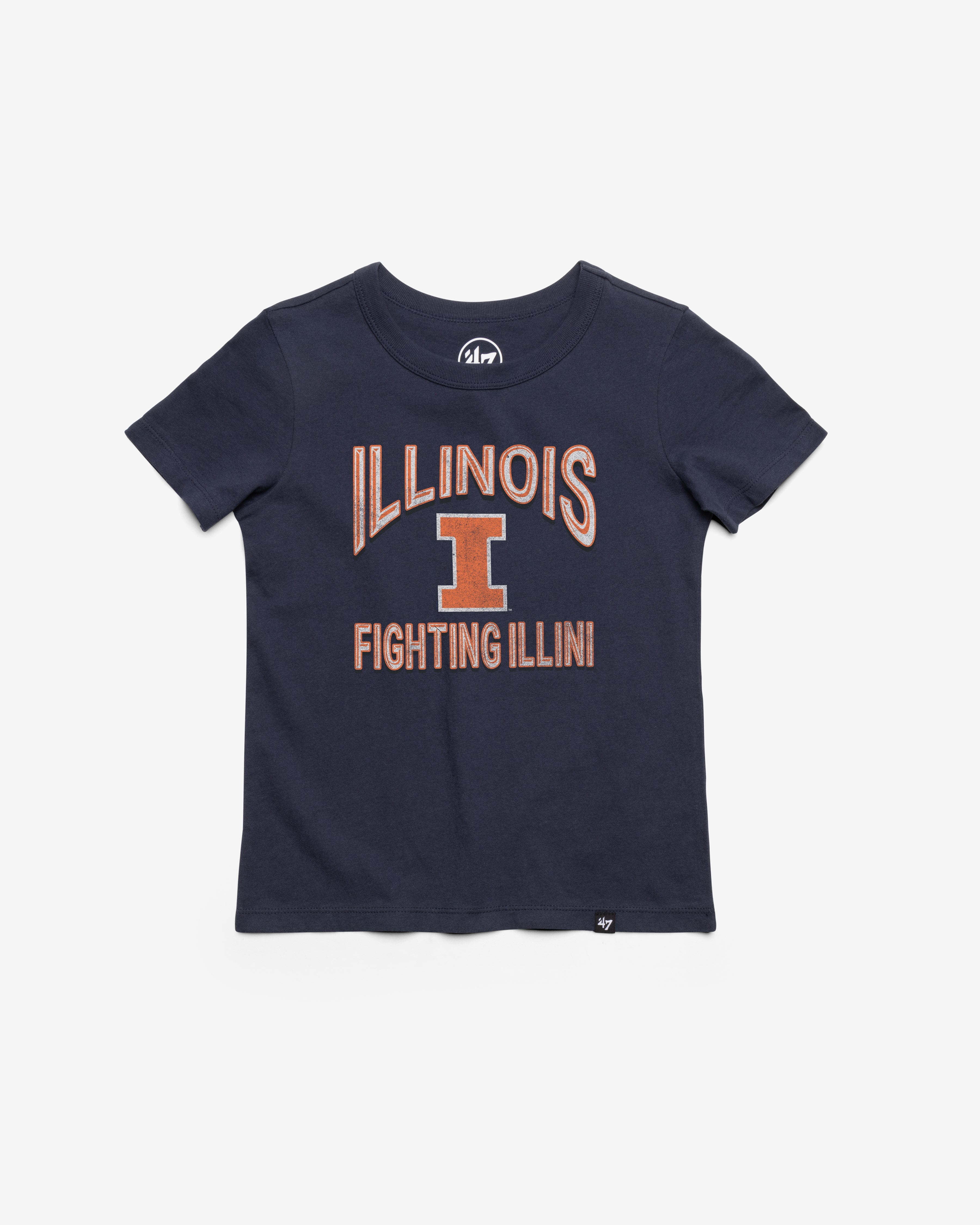 ILLINOIS FIGHTING ILLINI FAN OUT '47 FRANKLIN TEE KIDS ATLAS BLUE