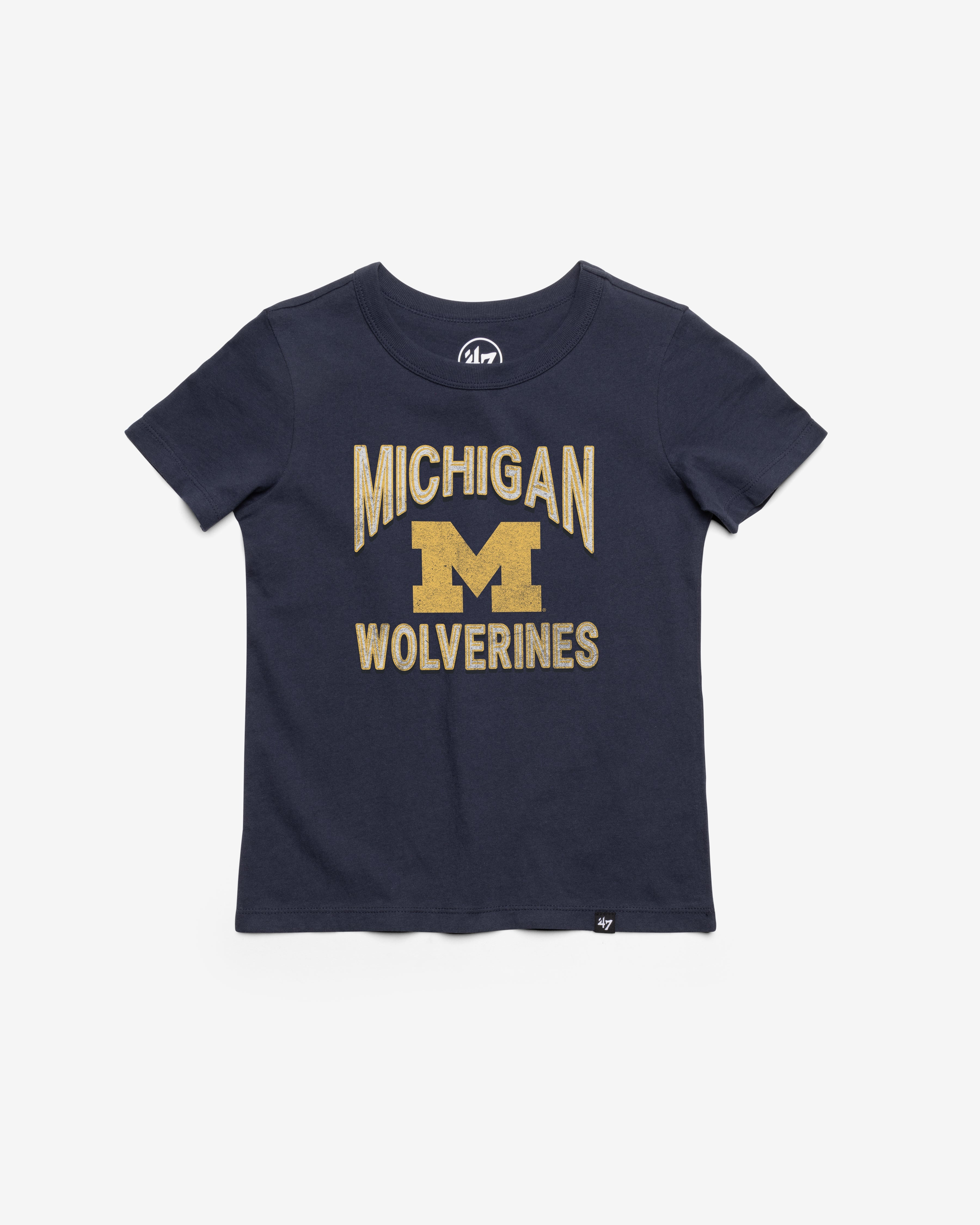 MICHIGAN WOLVERINES FAN OUT '47 FRANKLIN TEE KIDS ATLAS BLUE