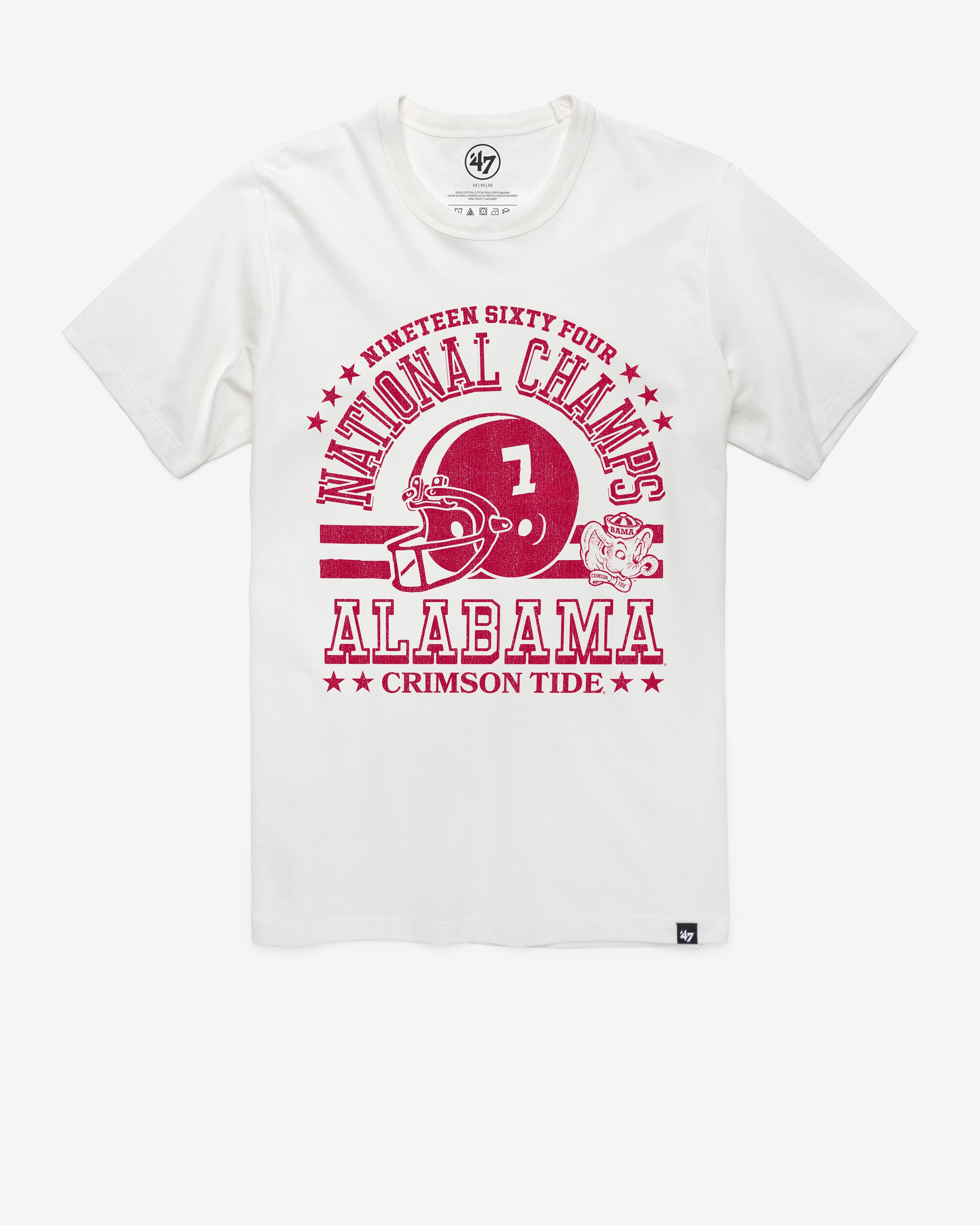 ALABAMA CRIMSON TIDE MONOCHROME '47 FRANKLIN TEE WHITE WASH