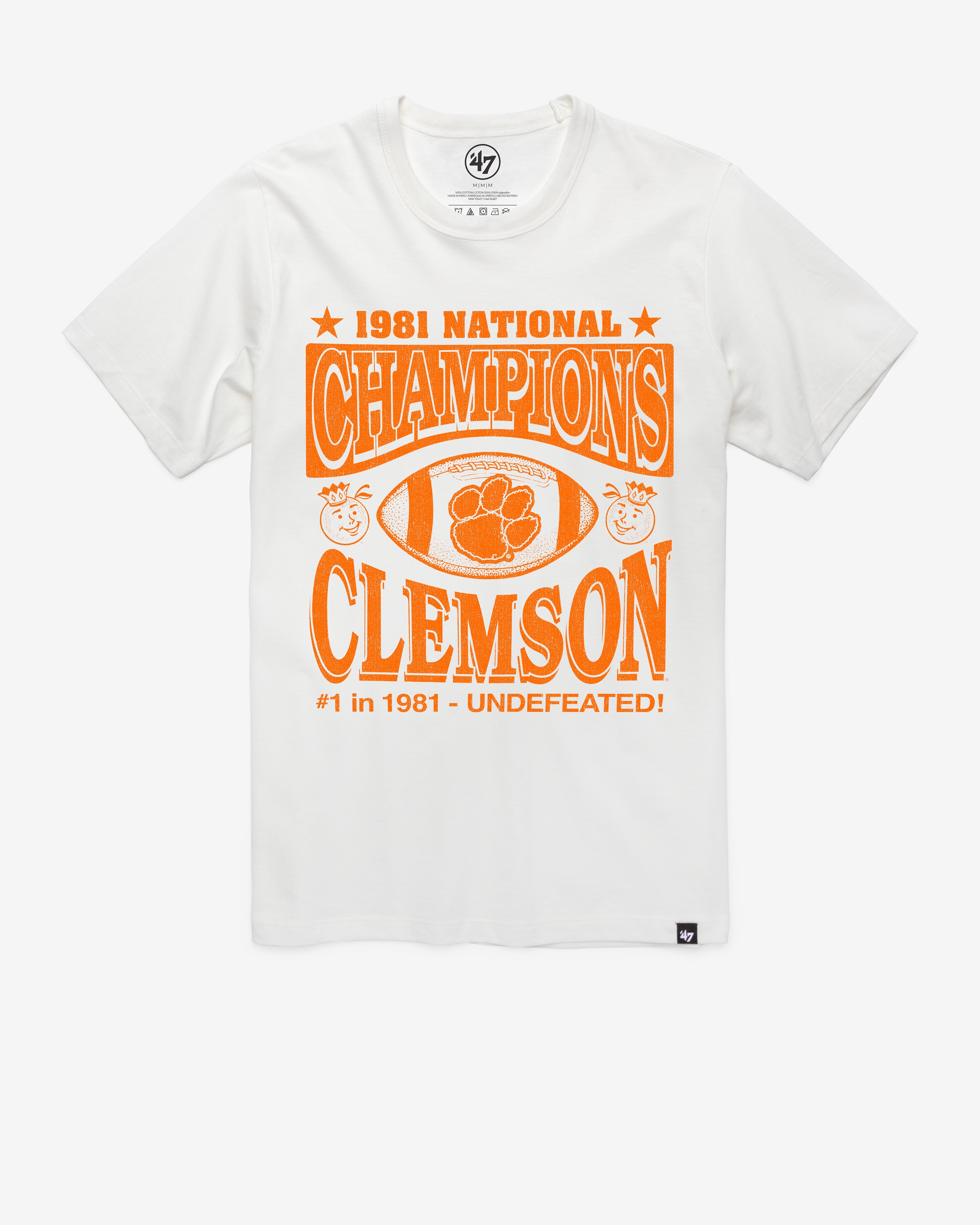 CLEMSON TIGERS MONOCHROME '47 FRANKLIN TEE WHITE WASH