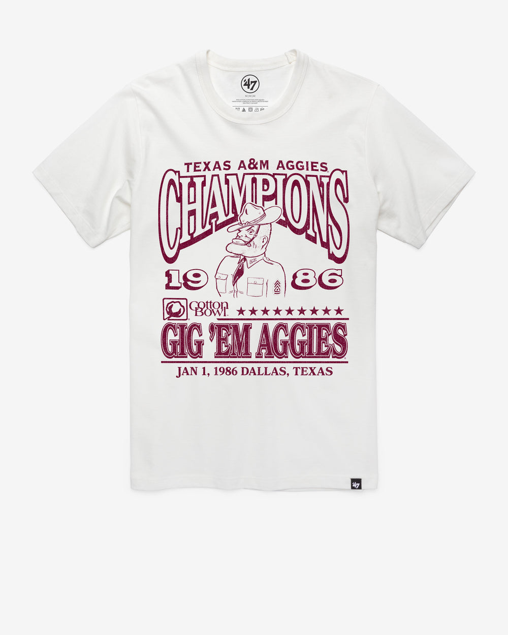 TEXAS A&M AGGIES MONOCHROME '47 FRANKLIN TEE WHITE WASH