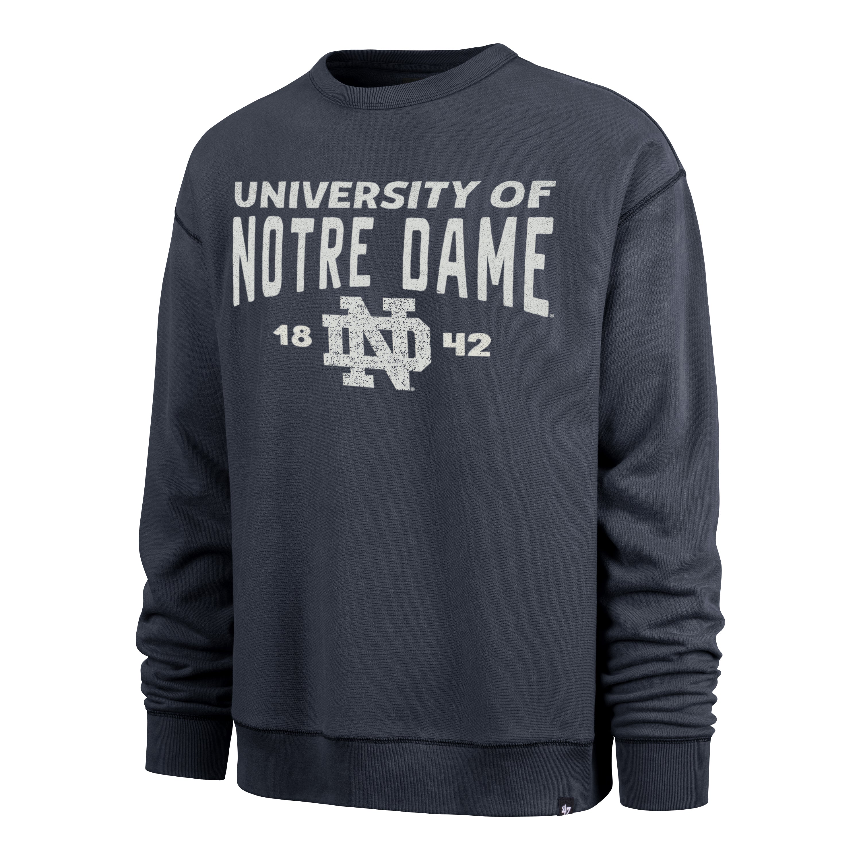 NOTRE DAME FIGHTING IRISH DUSTED WINDSOR '47 RIVER CREW DUSTED MIDNIGHT