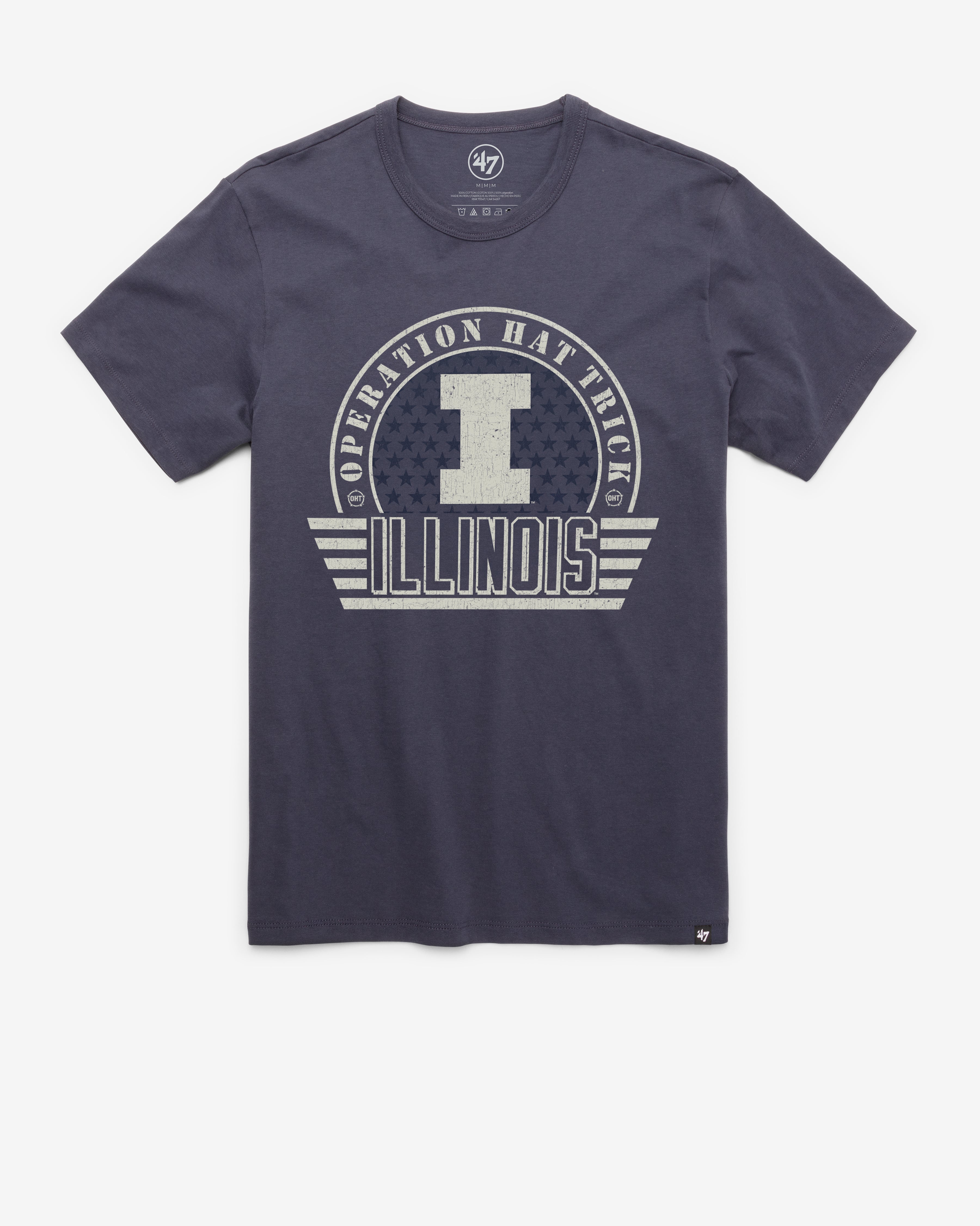 ILLINOIS FIGHTING ILLINI OPERATION HAT TRICK OHT CONVOY '47 FRANKLIN TEE ATLAS BLUE