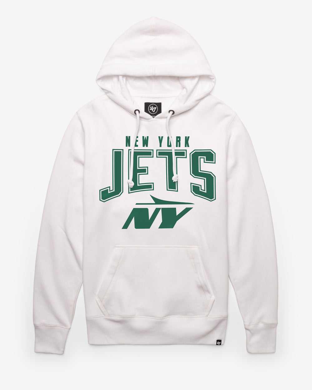NEW YORK JETS TEAM ELEMENTS ARCH '47 HEADLINE HOOD WHITE WASH
