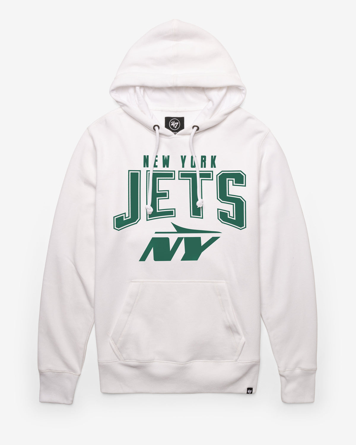 NEW YORK JETS TEAM ELEMENTS ARCH '47 HEADLINE HOOD WHITE WASH