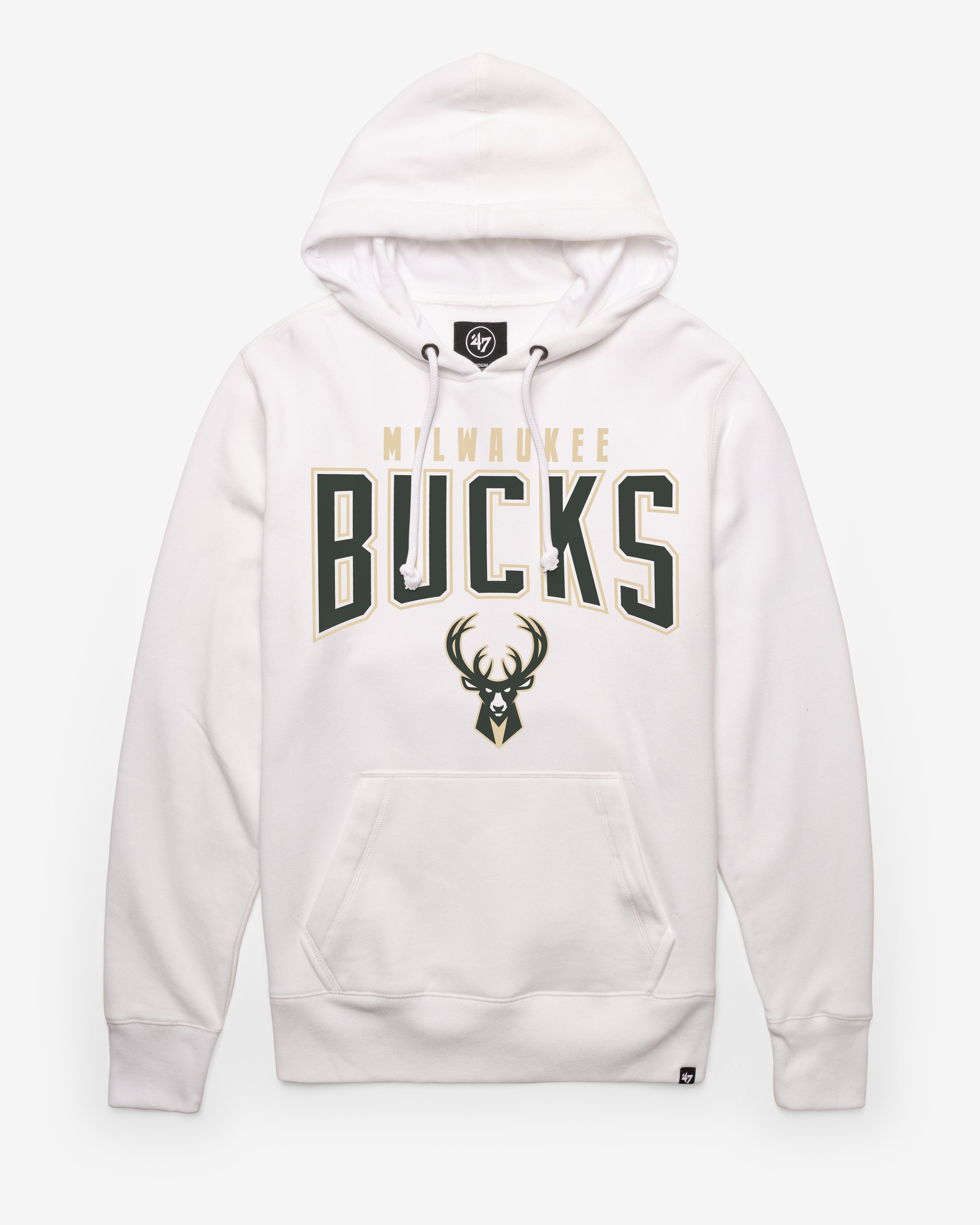 MILWAUKEE BUCKS TEAM ELEMENTS ARCH '47 HEADLINE HOOD WHITE WASH