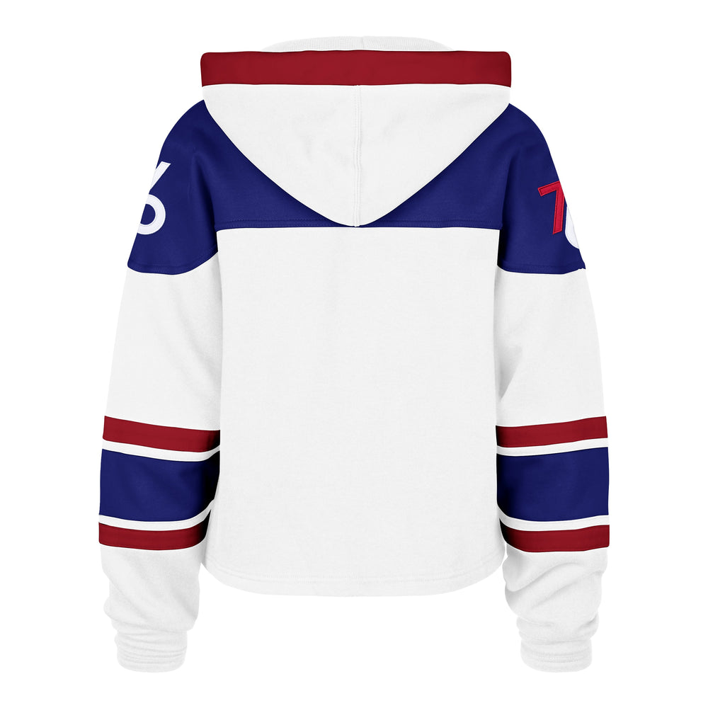 PHILADELPHIA 76ERS CITY EDITION CROPPED SUPERIOR '47 LACER HOOD WOMENS WHITE WASH