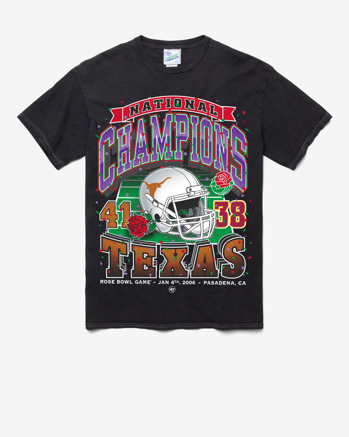 TEXAS LONGHORNS H-BOWLS LOCKER VINTAGE '47 TUBULAR TEE DT BLACK
