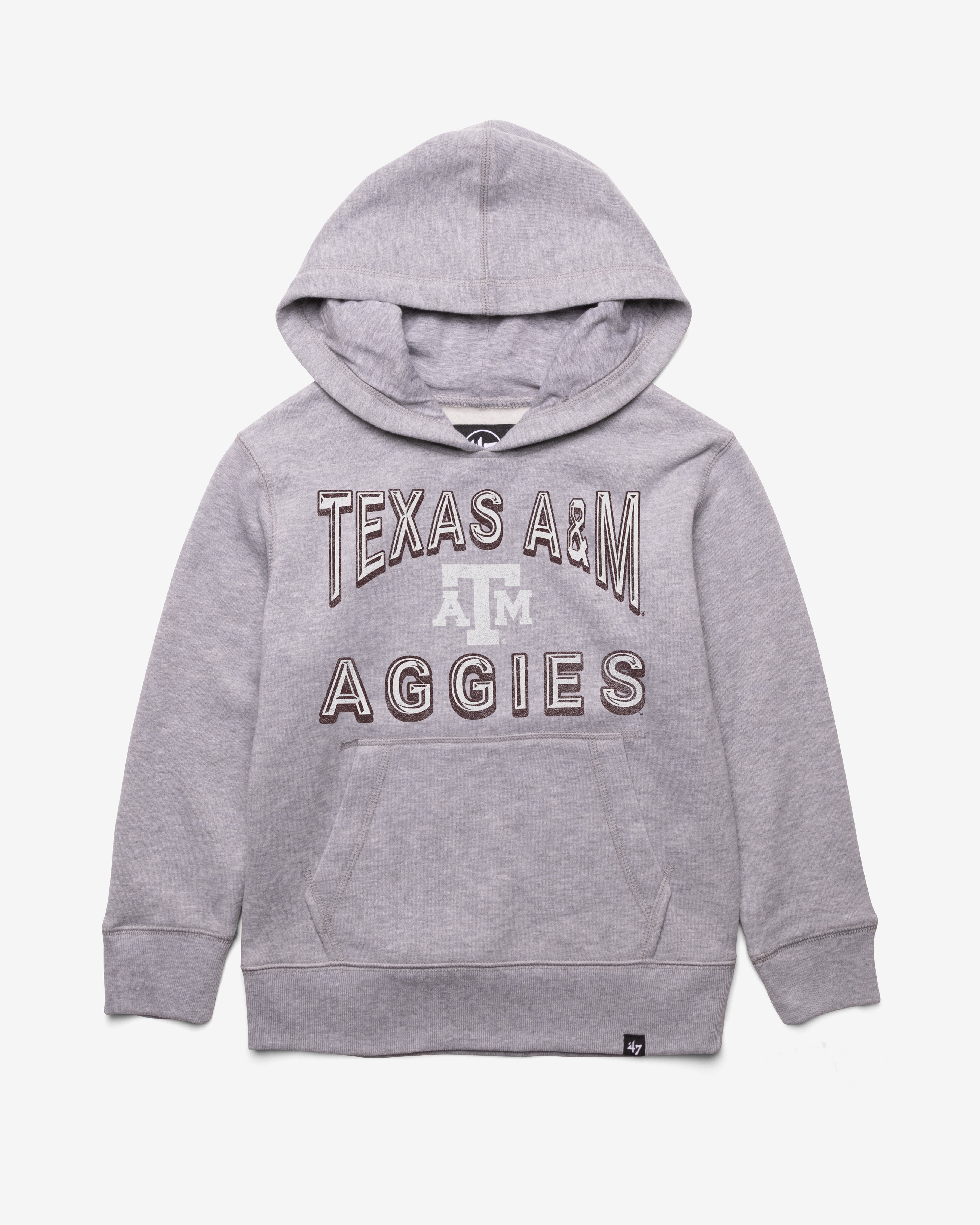 TEXAS A&M AGGIES FAN OUT '47 HEADLINE HOOD KIDS SLATE GREY