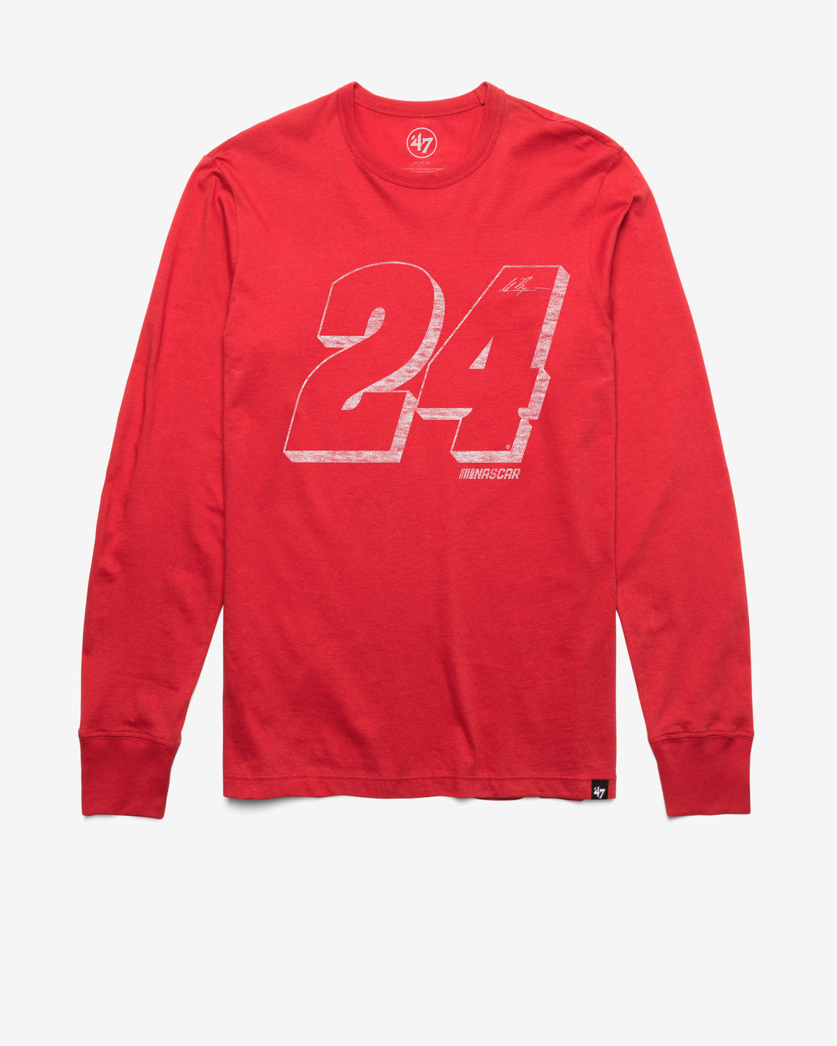 NASCAR WILLIAM BYRON HENDRICK DRIVER '47 FRANKLIN LONG SLEEVE TEE RACER RED