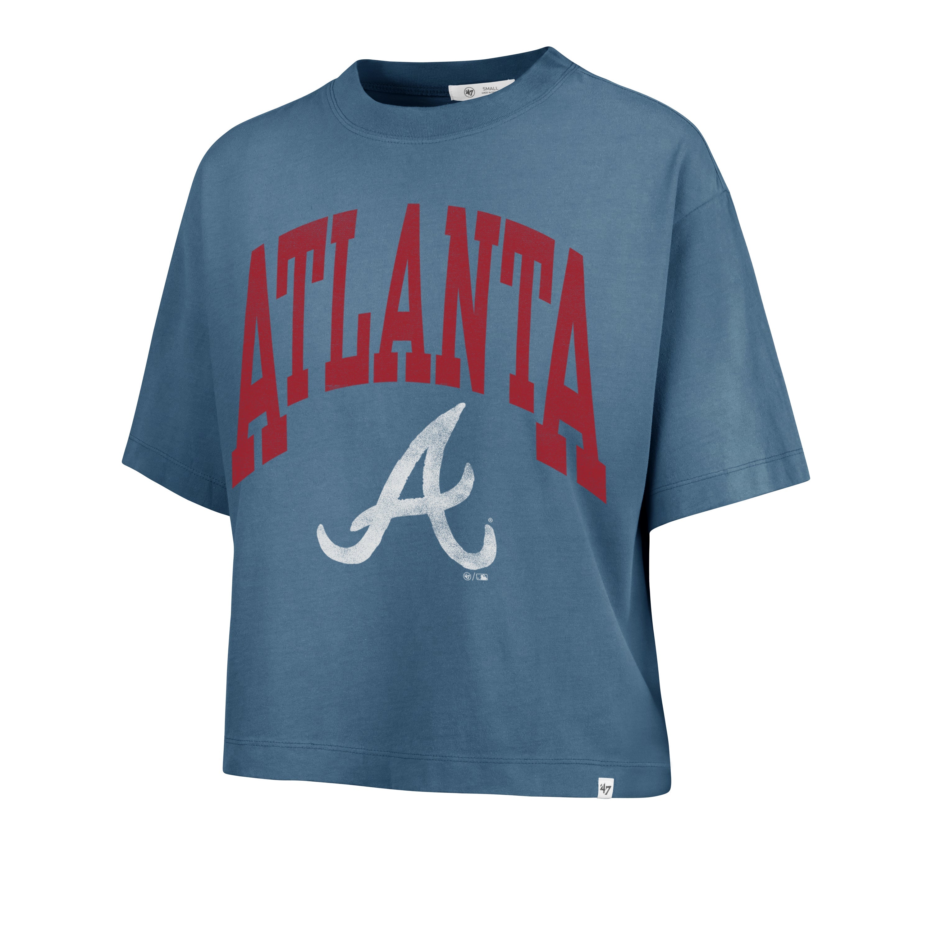 ATLANTA BRAVES SHALE '47 MONTAUK CROP TEE WOMENS DUSTED TIMBER BLUE