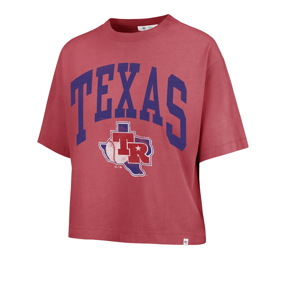 TEXAS RANGERS COOPERSTOWN SHALE '47 MONTAUK CROP TEE WOMENS DUSTED CAYENNE
