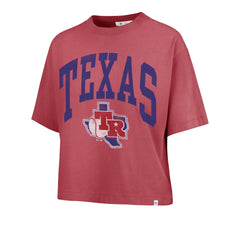 TEXAS RANGERS COOPERSTOWN SHALE '47 MONTAUK CROP TEE WOMENS DUSTED CAYENNE