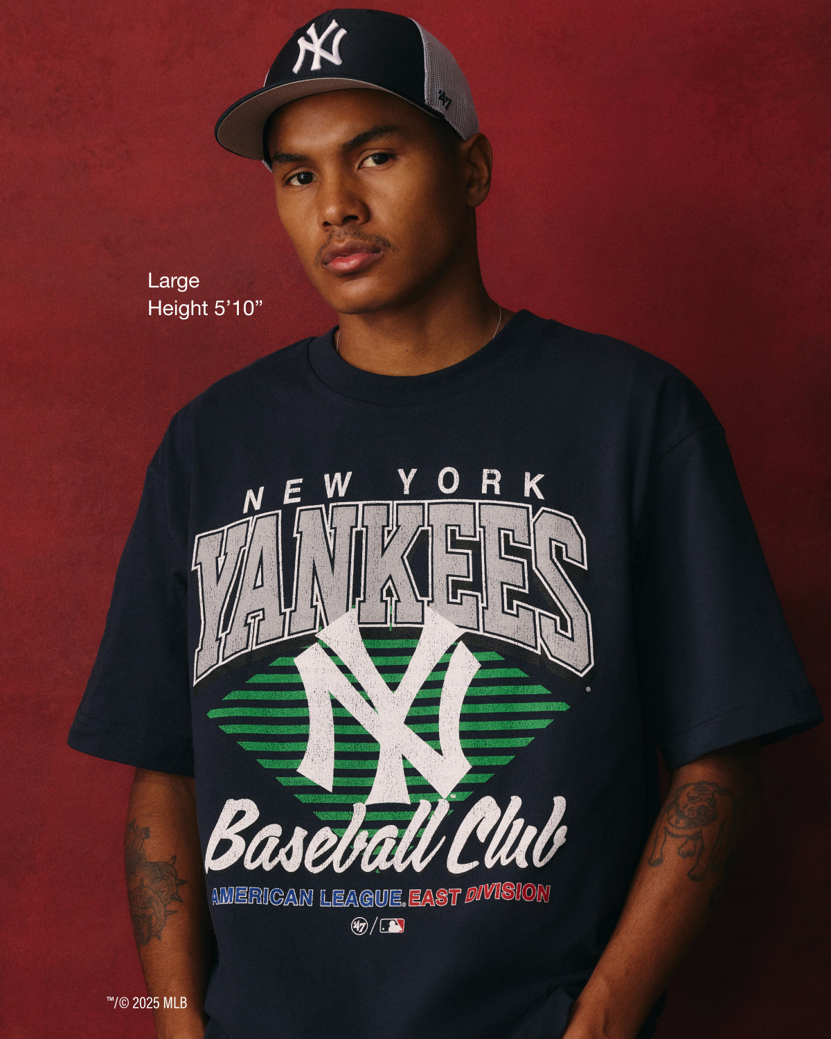 NEW YORK YANKEES COOPERSTOWN EXTENDED PLAY '47 FOUNDATION TEE NAVY